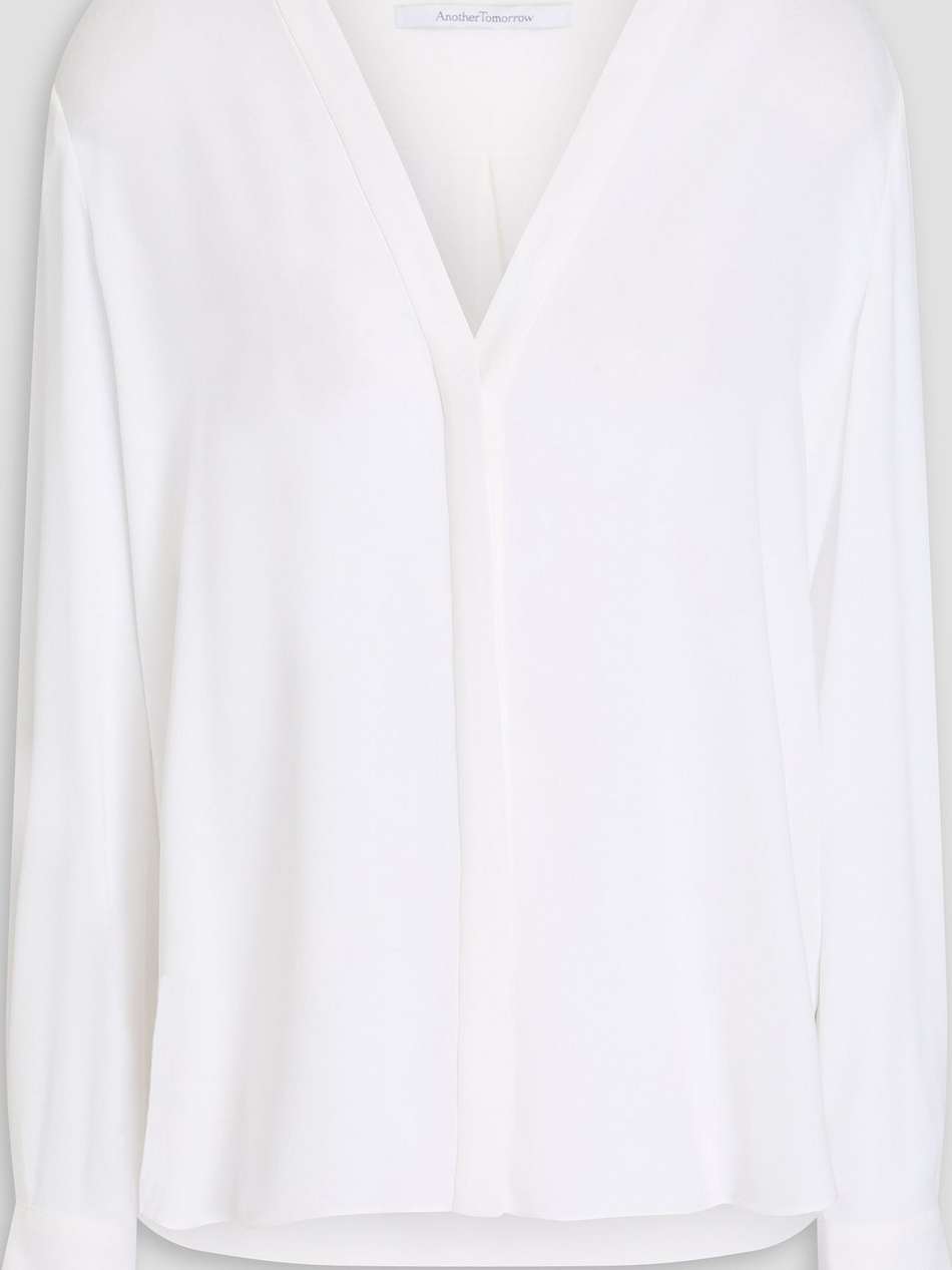 pleated stretch-crepe blouse