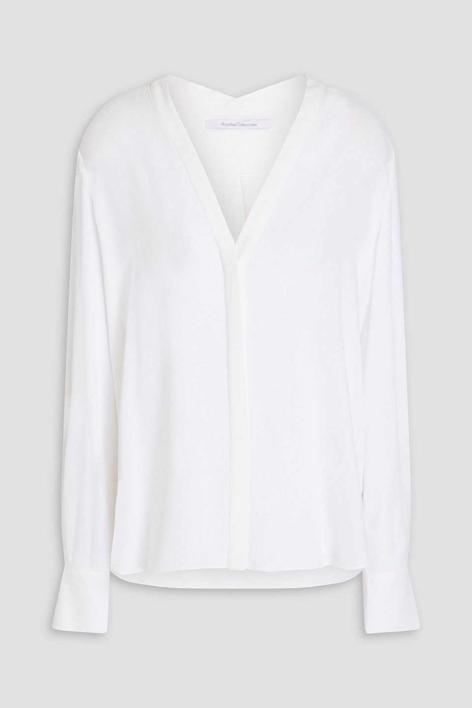 Pleated stretch-crepe blouse