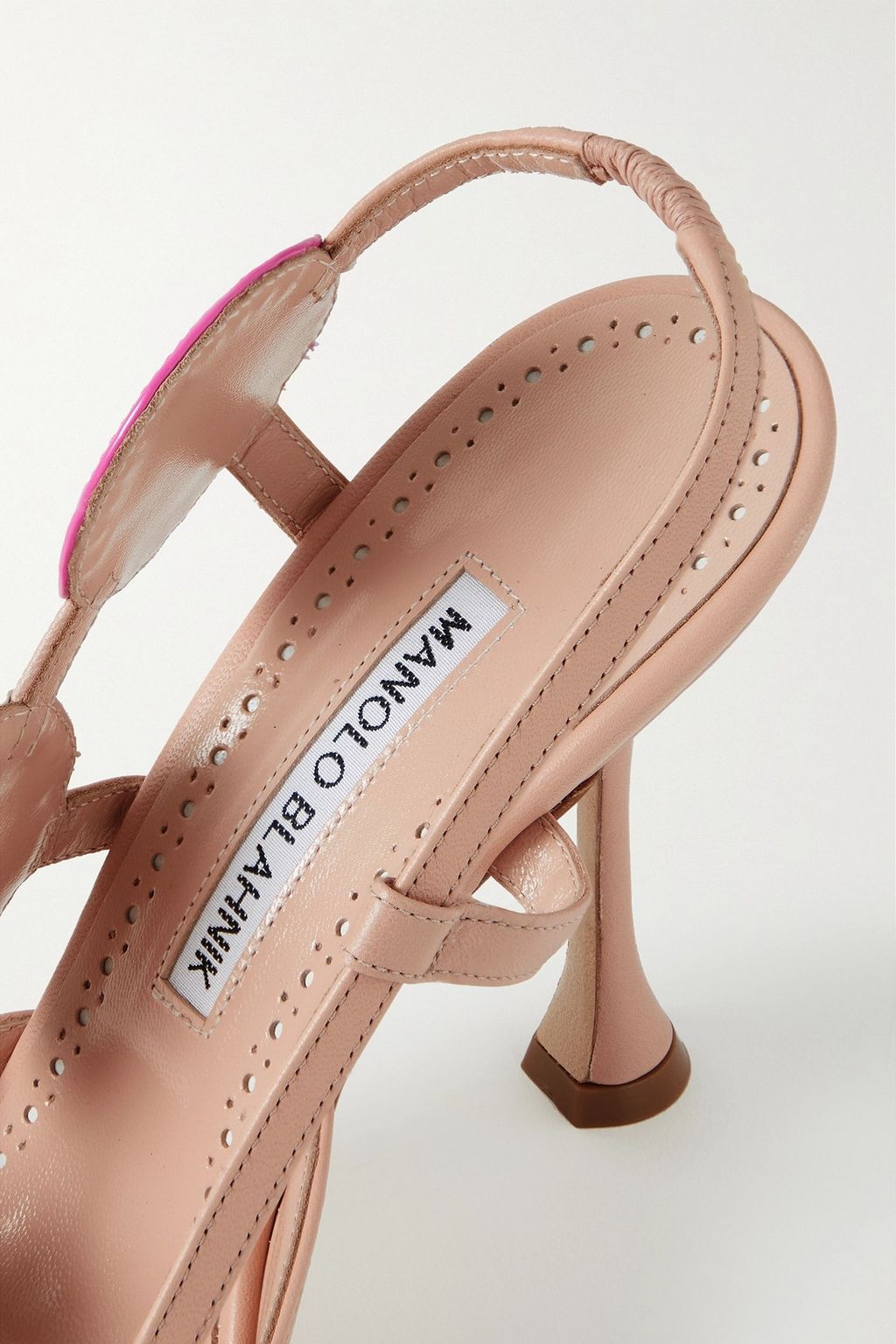 MANOLO BLAHNIK Munir 105 patent-trimmed leather slingback sandals