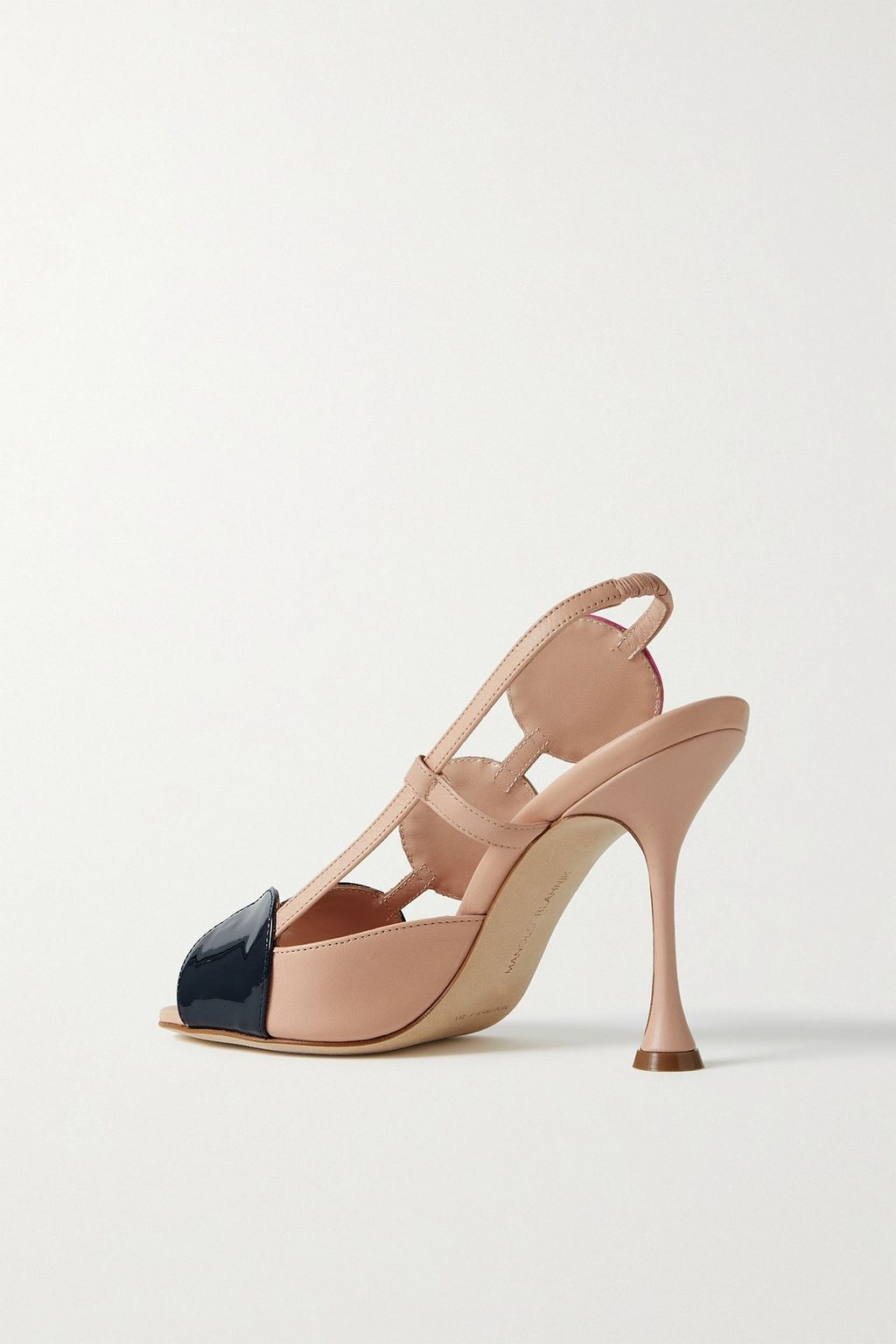 MANOLO BLAHNIK Munir 105 patent-trimmed leather slingback sandals