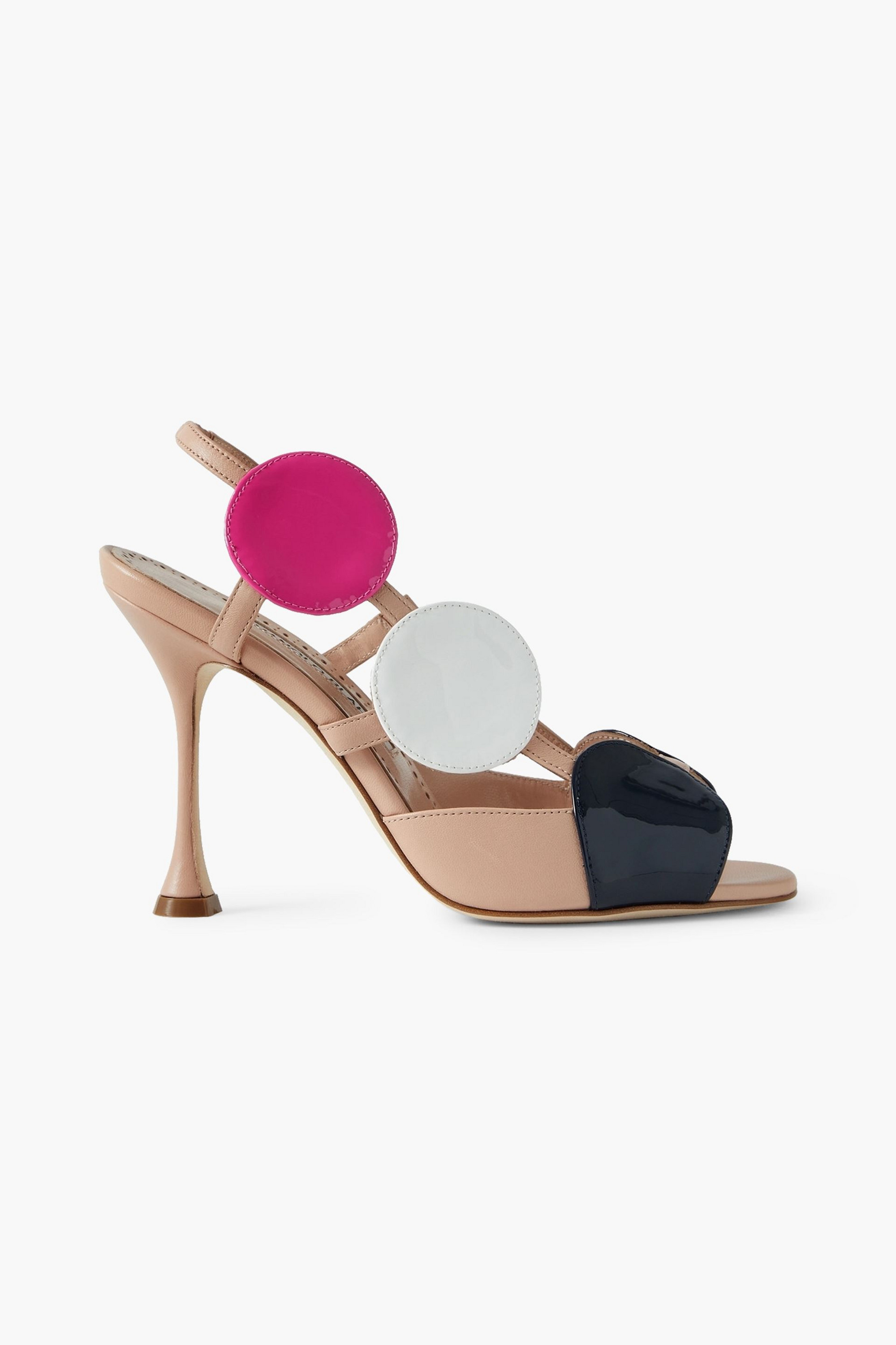 MANOLO BLAHNIK Munir 105 patent-trimmed leather slingback sandals