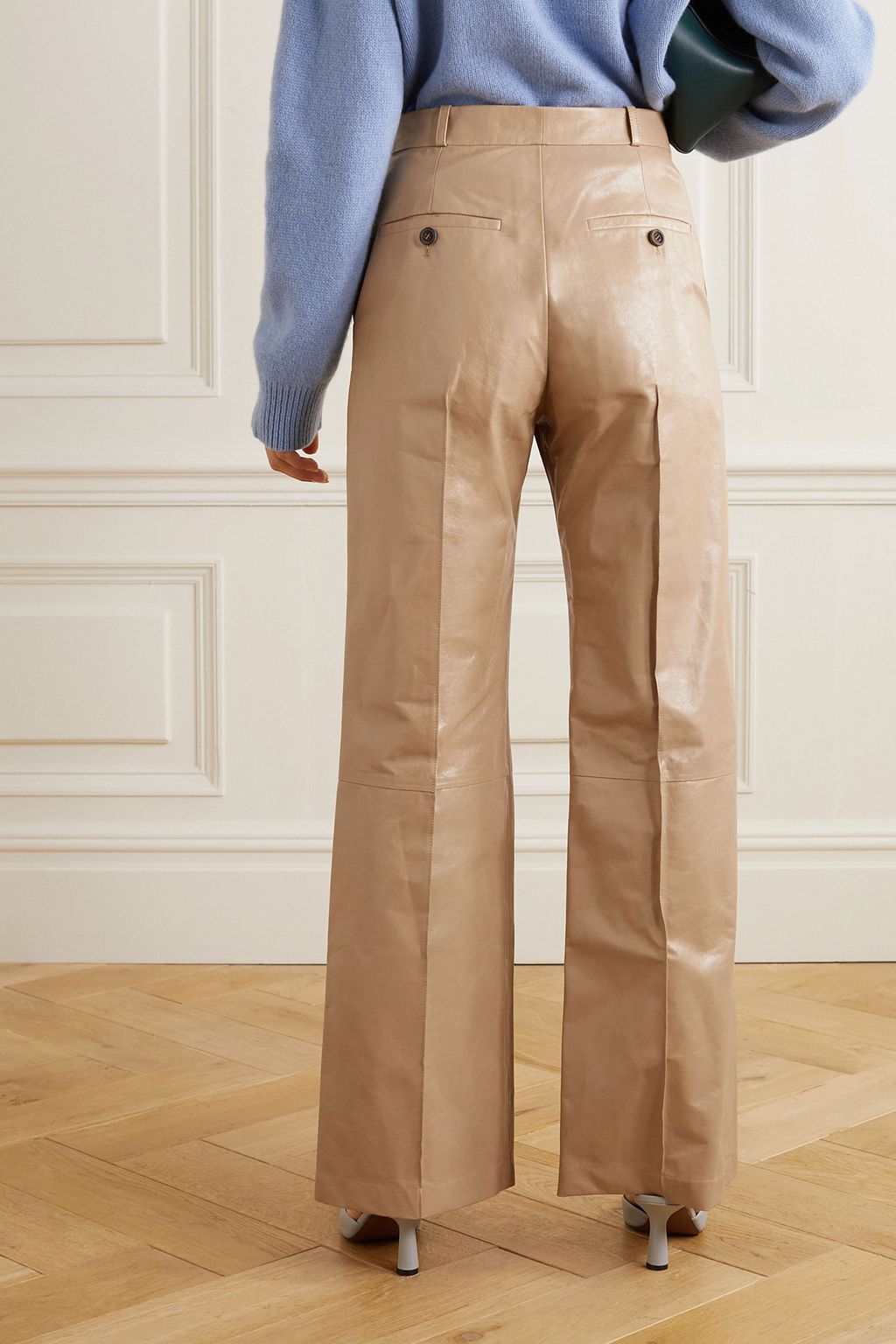 MARNI Pintucked leather wide-leg pants