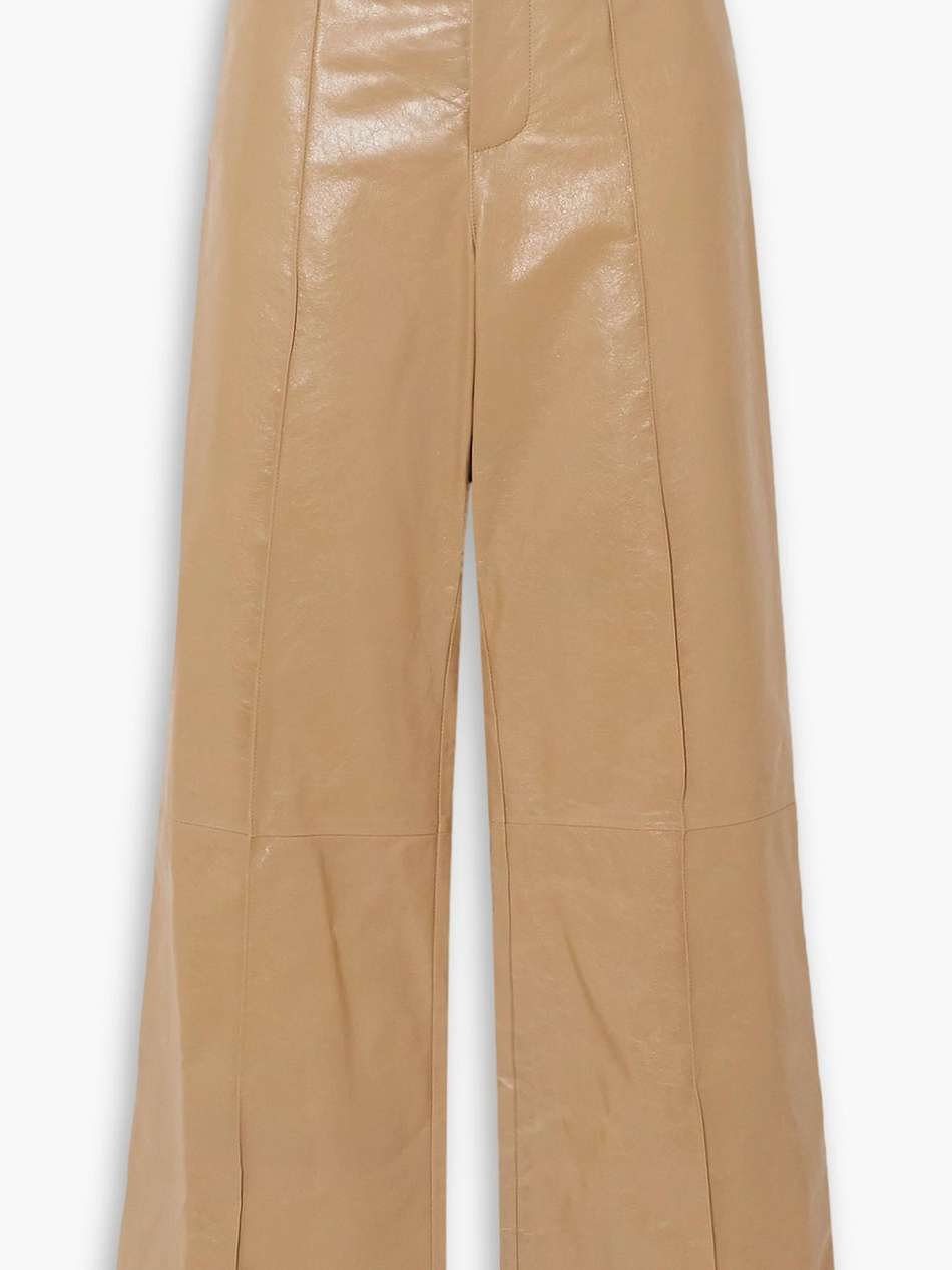 pintucked leather wide-leg pants