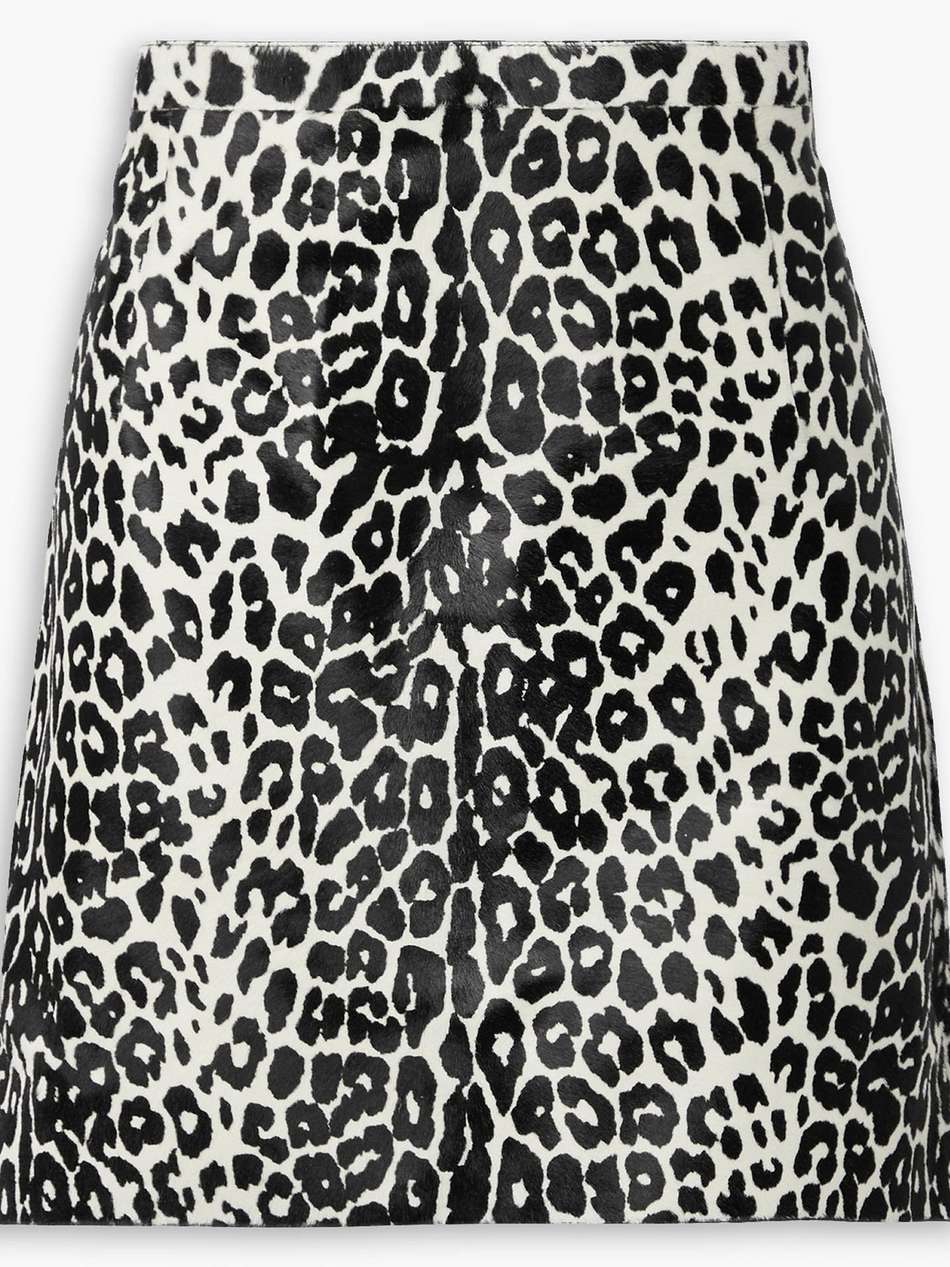 leopard-print calf hair mini skirt