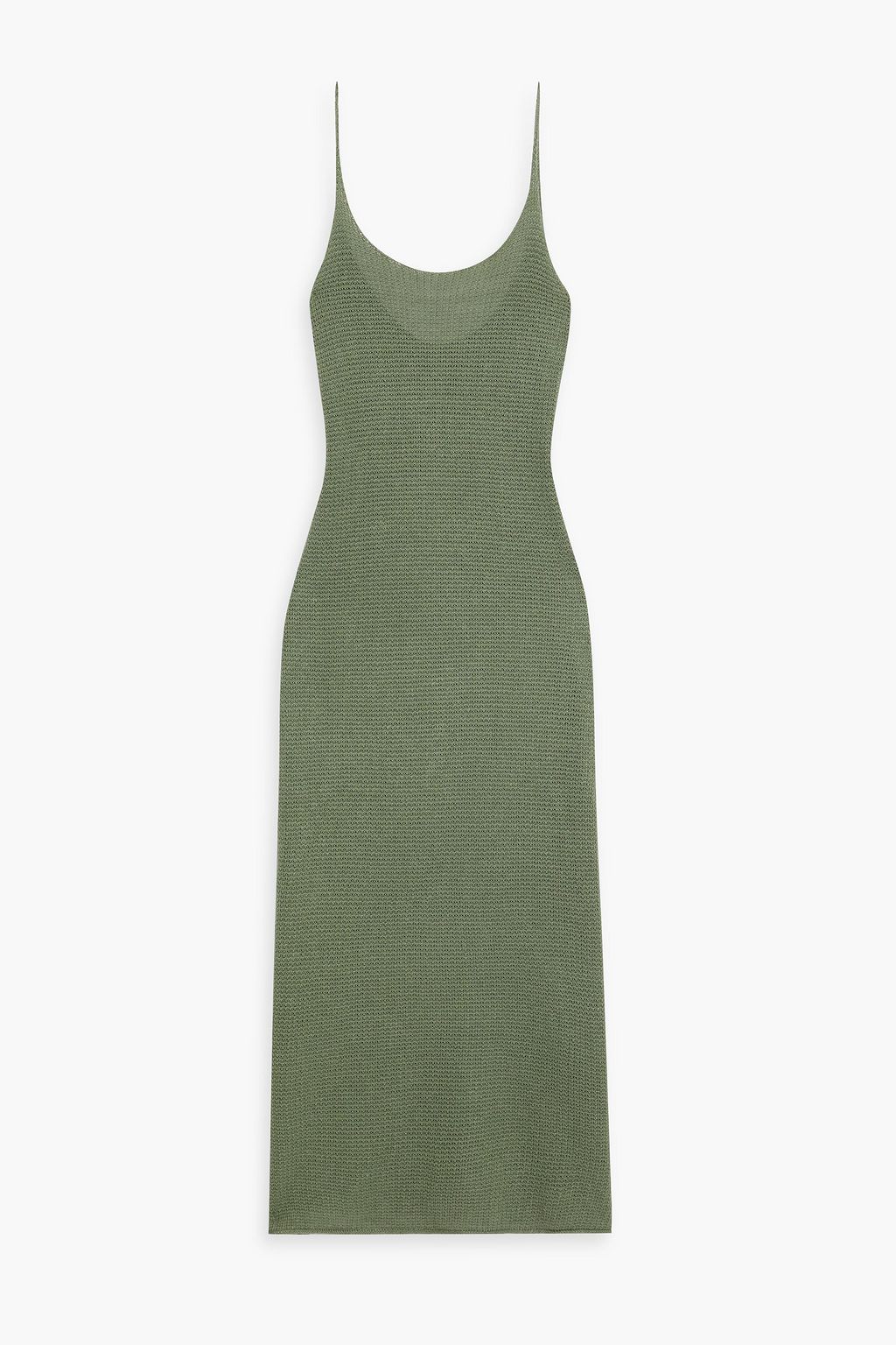 Onia Linen Midi Dress Women Grey Green Dresses M
