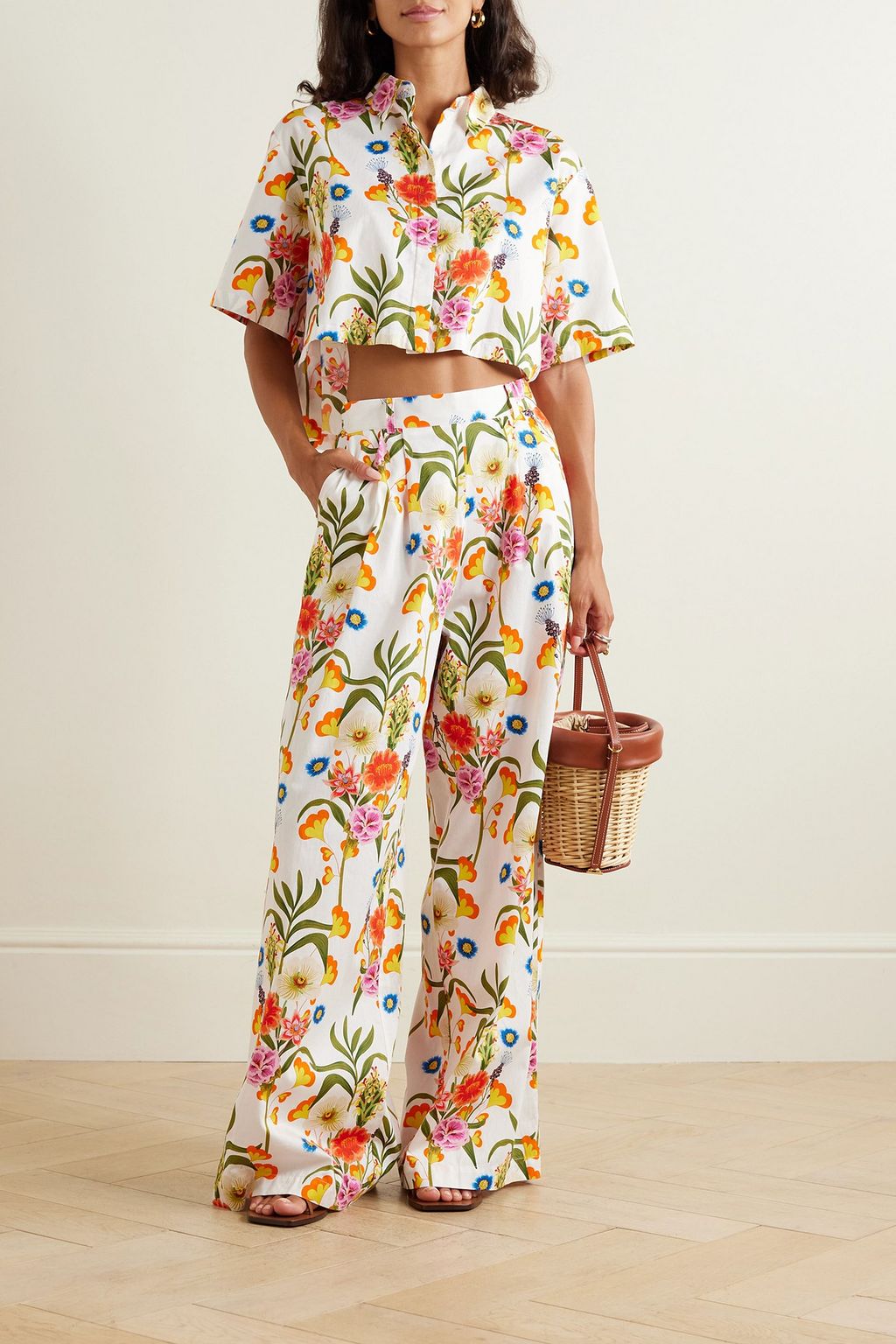 BORGO DE NOR Melia Hose mit weitem Bein aus Baumwolle mit Blumenprint