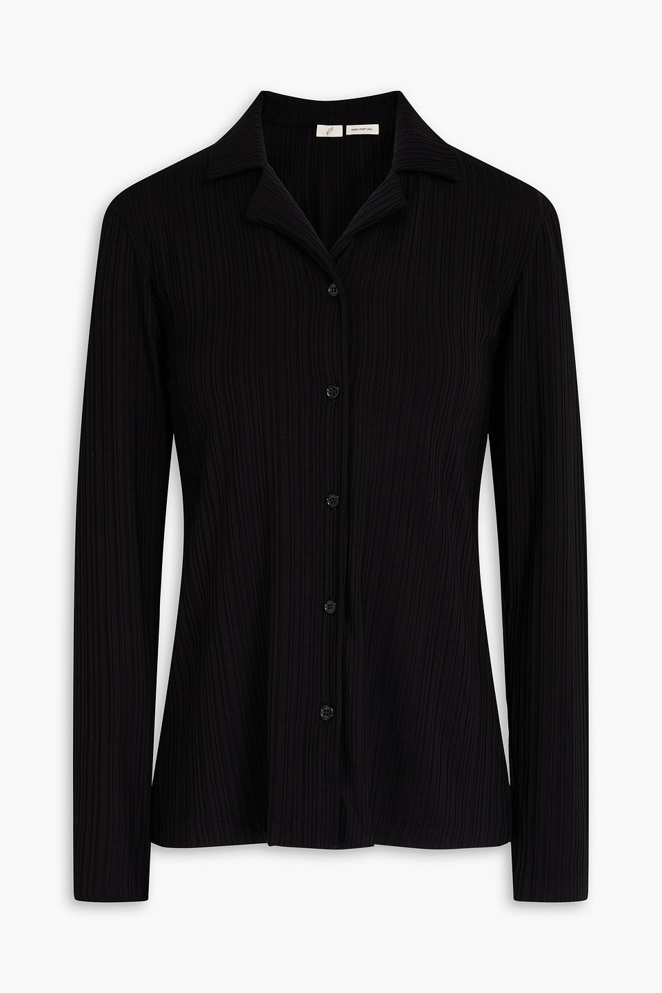 Bite Studios Ribbed Lyocell-blend Jersey Shirt In Black