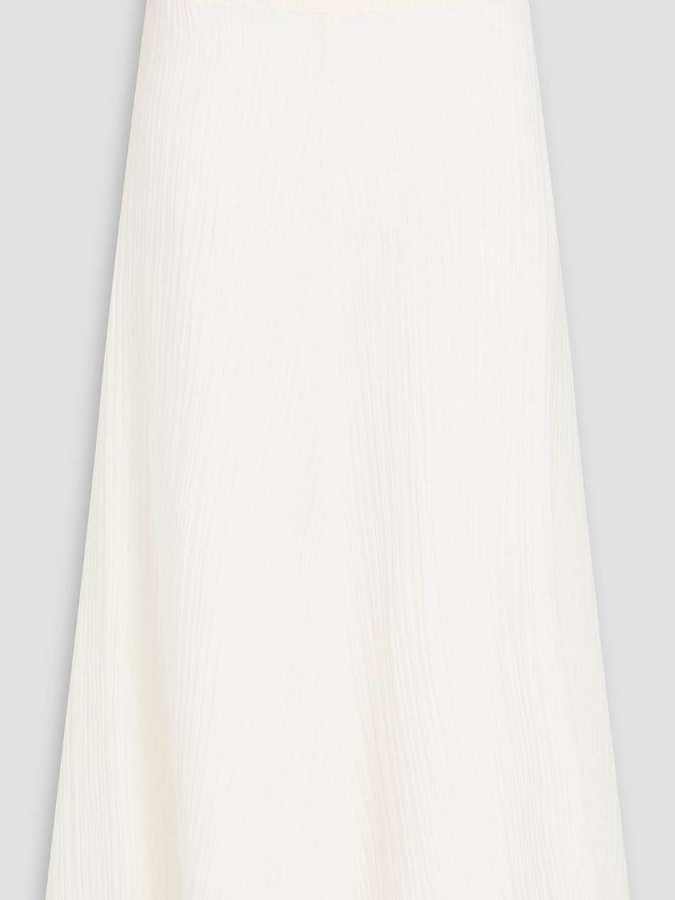 parchment plissé cotton and silk-blend organza midi skirt