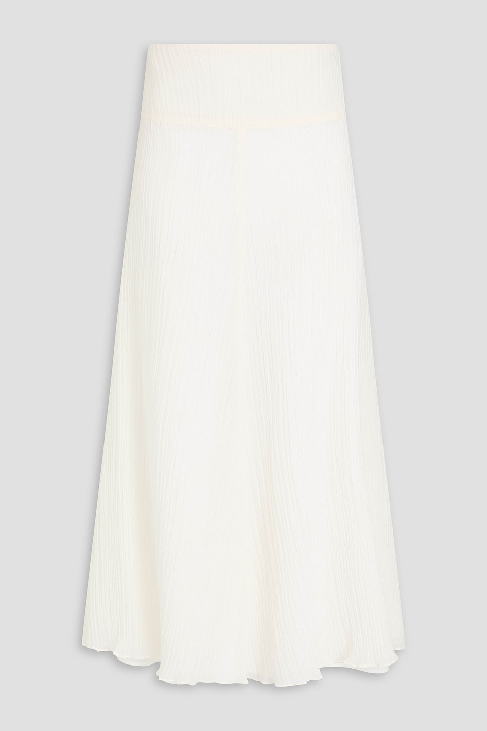 Bite Studios Parchment Plissé Cotton And Silk-blend Organza Midi Skirt In Ivory