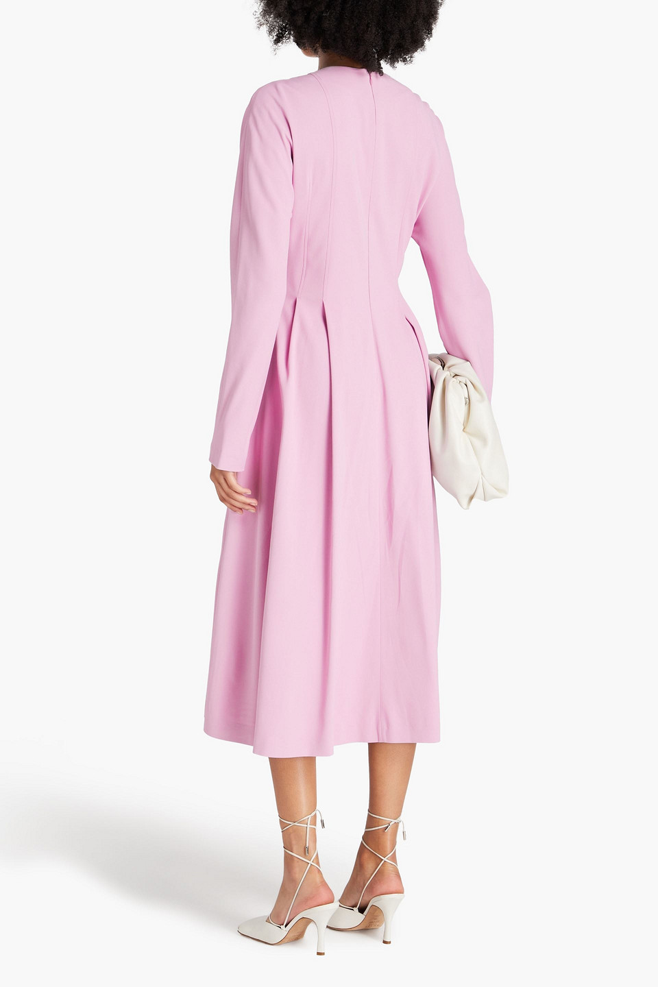  Another Tomorrow - Midikleid Aus Stretch-crêpe Mit Falten - Pink - It 38 