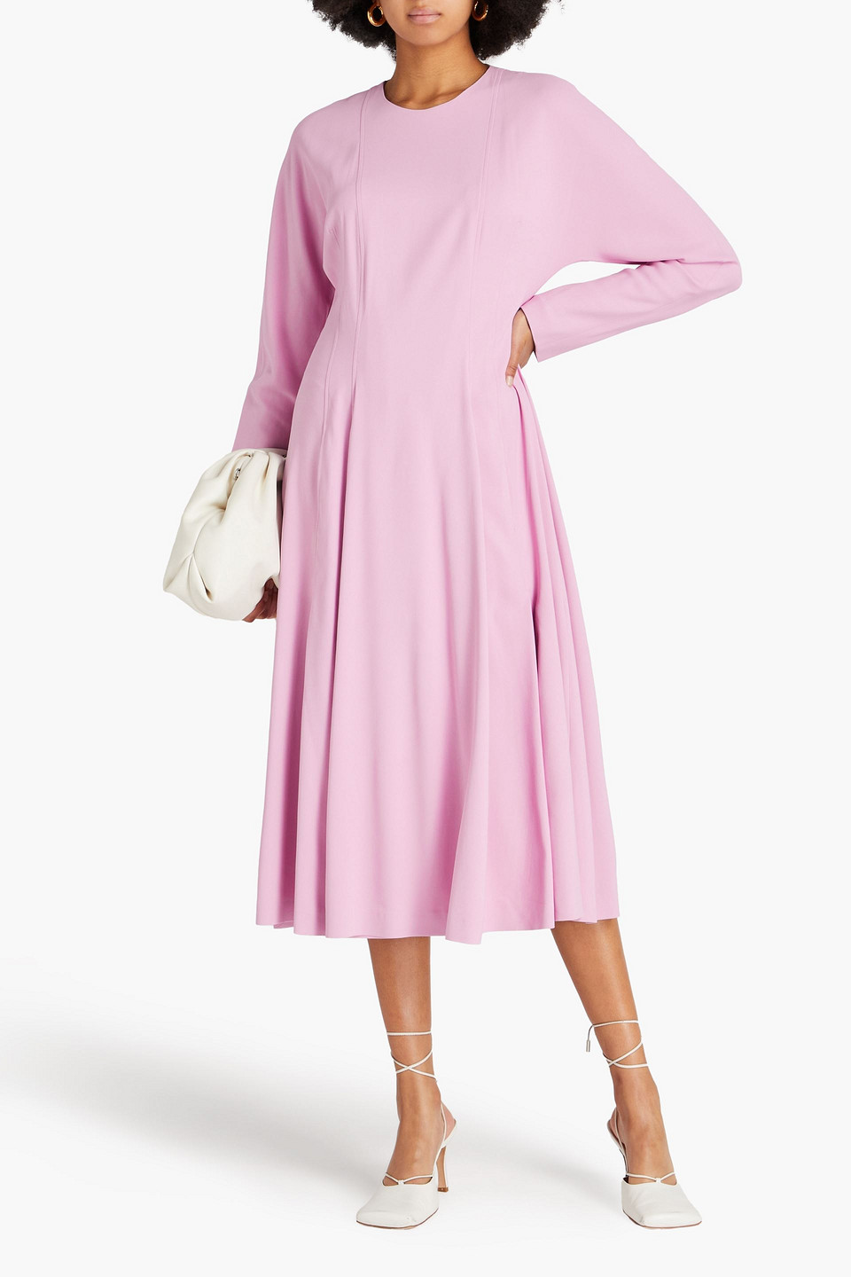  Another Tomorrow - Midikleid Aus Stretch-crêpe Mit Falten - Pink - It 38 
