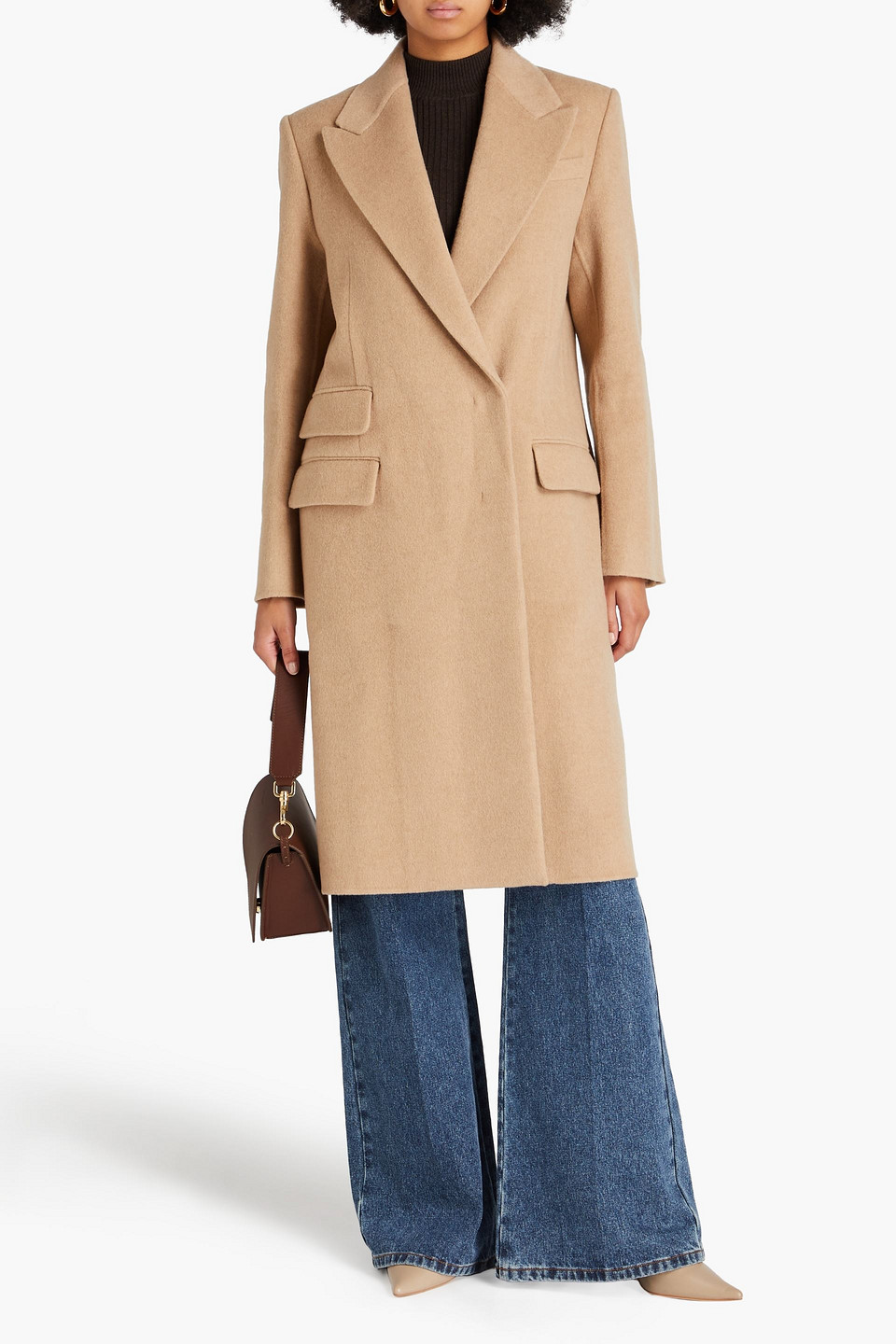 ANOTHER TOMORROW BRUSHED WOOL-FELT COAT