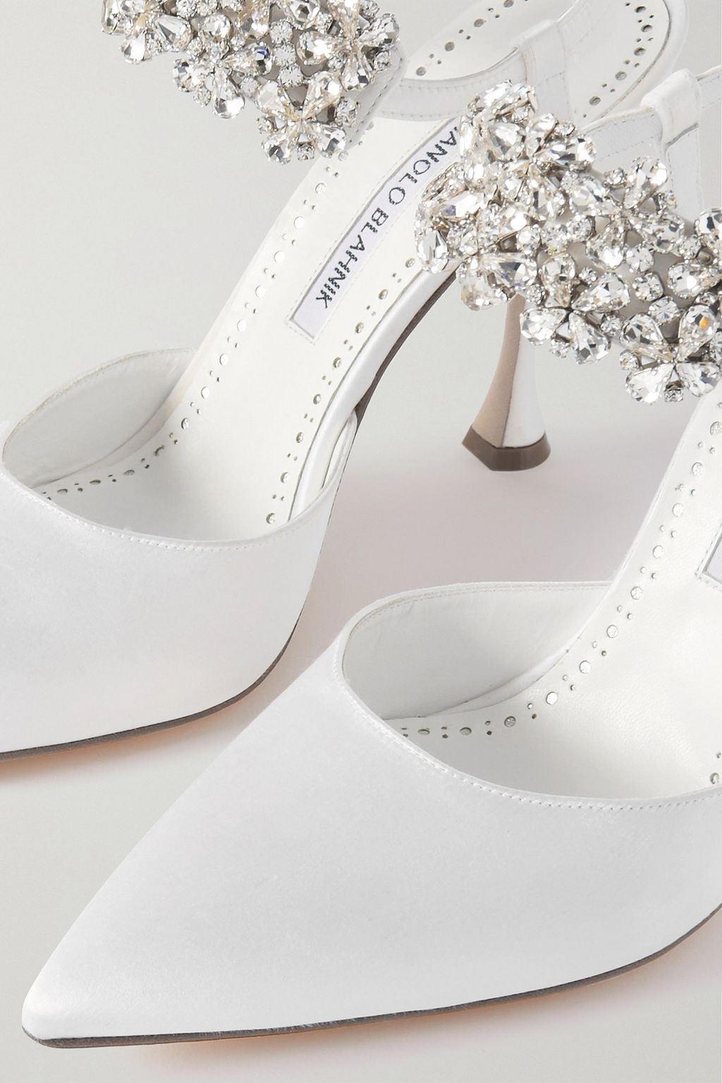 MANOLO BLAHNIK Mabina 105 crystal-embellished satin pumps