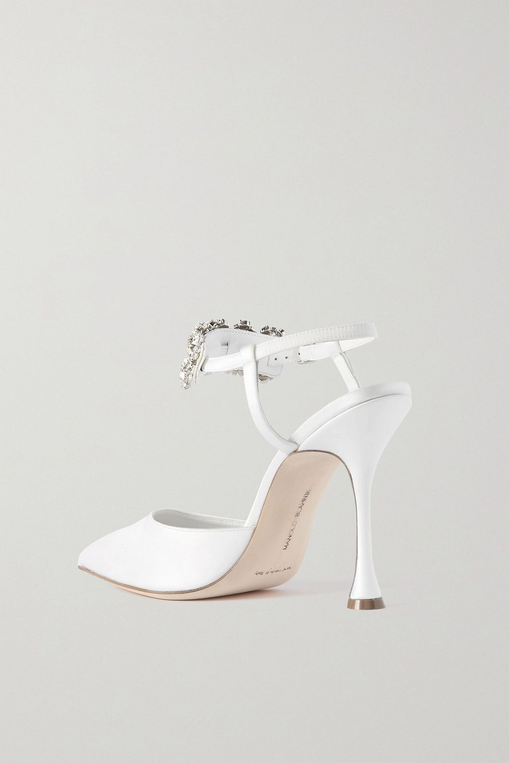 MANOLO BLAHNIK Mabina 105 crystal-embellished satin pumps