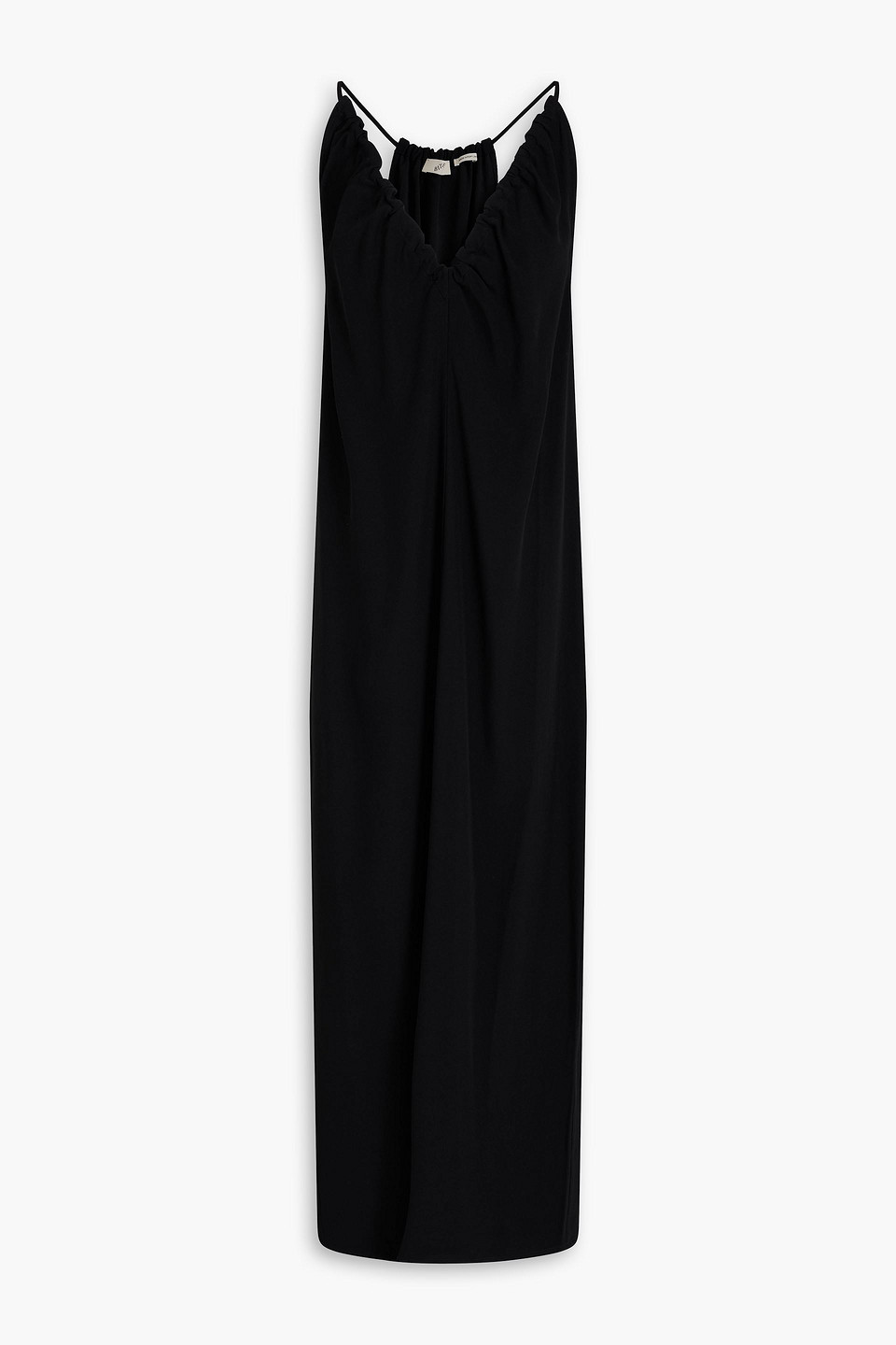 Bite Studios Theros Ruched Crepe Midi Dress In Black