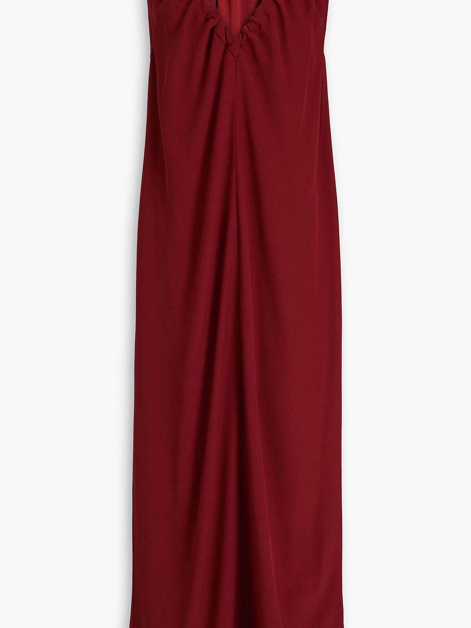 theros ruched crepe midi dress