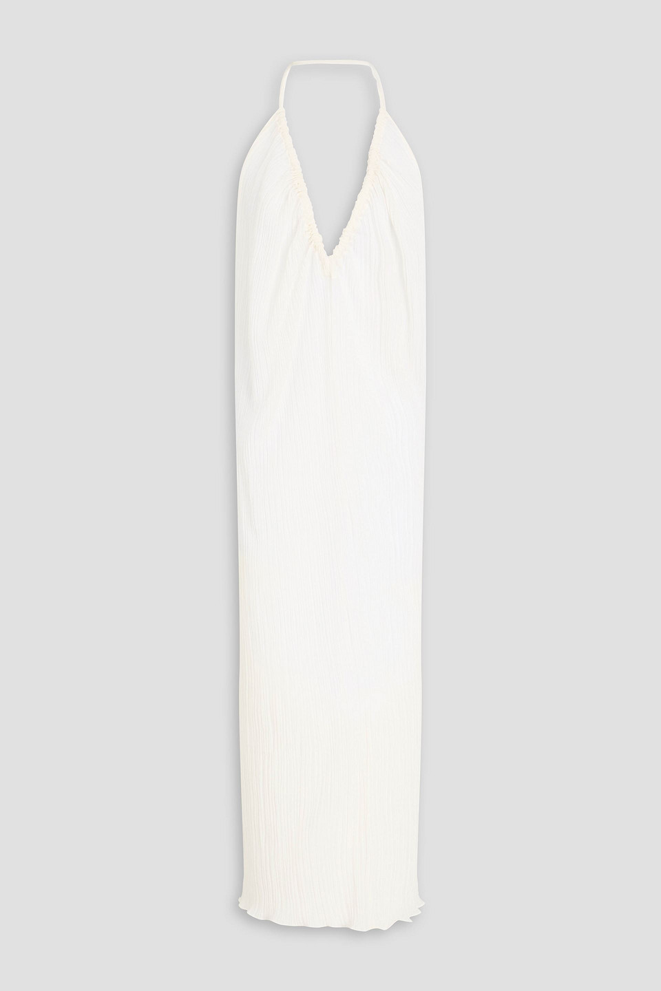 Parchment plissé cotton and silk-blend organza halterneck midi dress