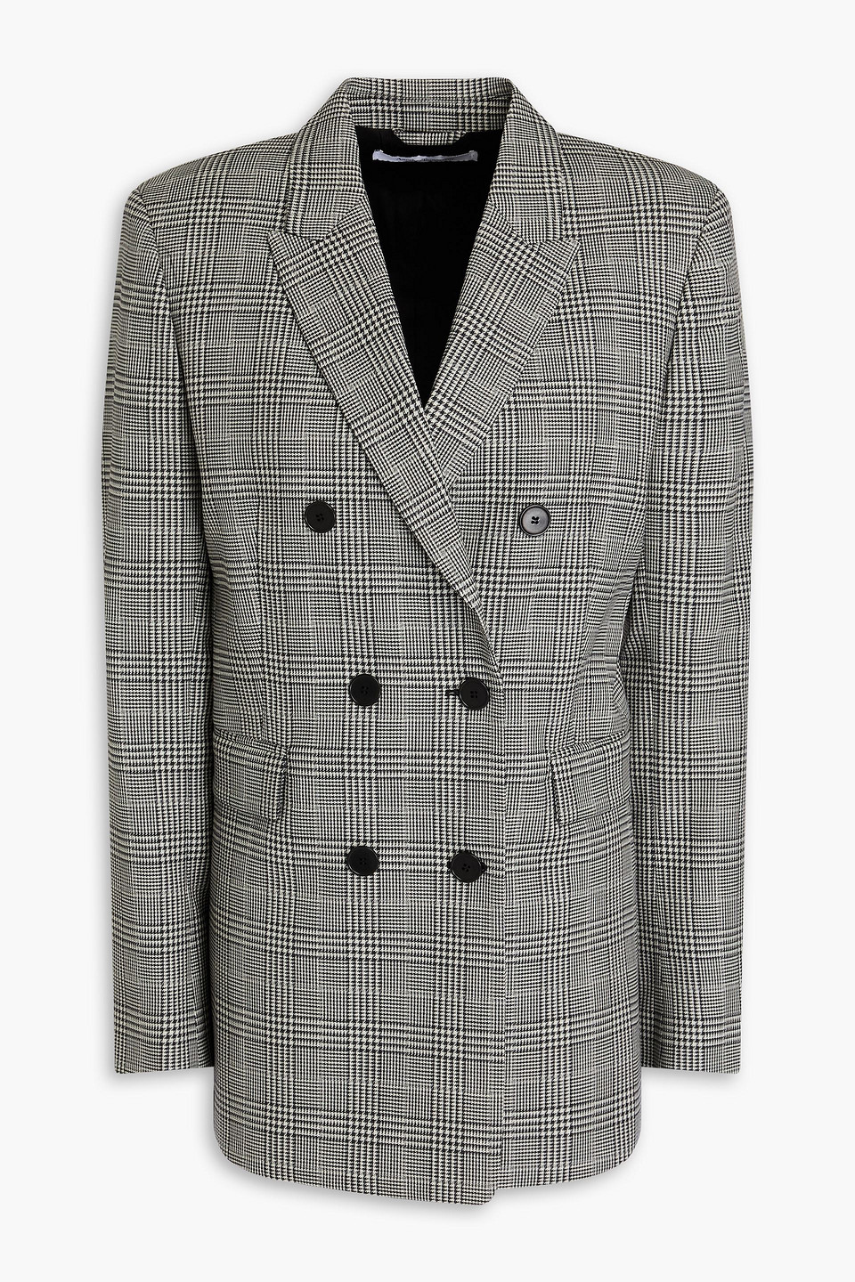 Shop Another Tomorrow Double-breasted Prince Of Wales Checked Wool-blend Blazer In Gray