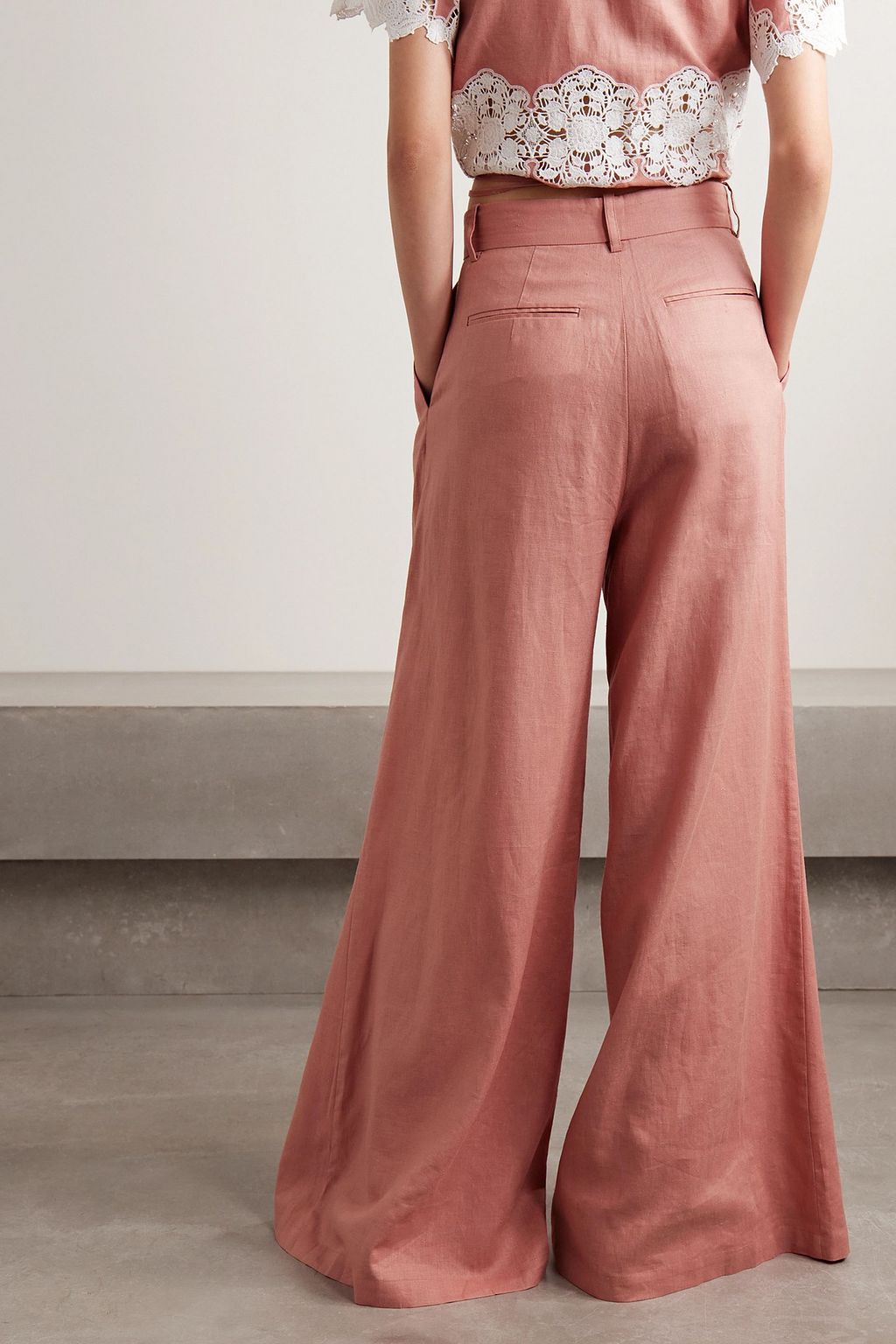 MIGUELINA River pleated linen and cotton-blend wide-leg pants