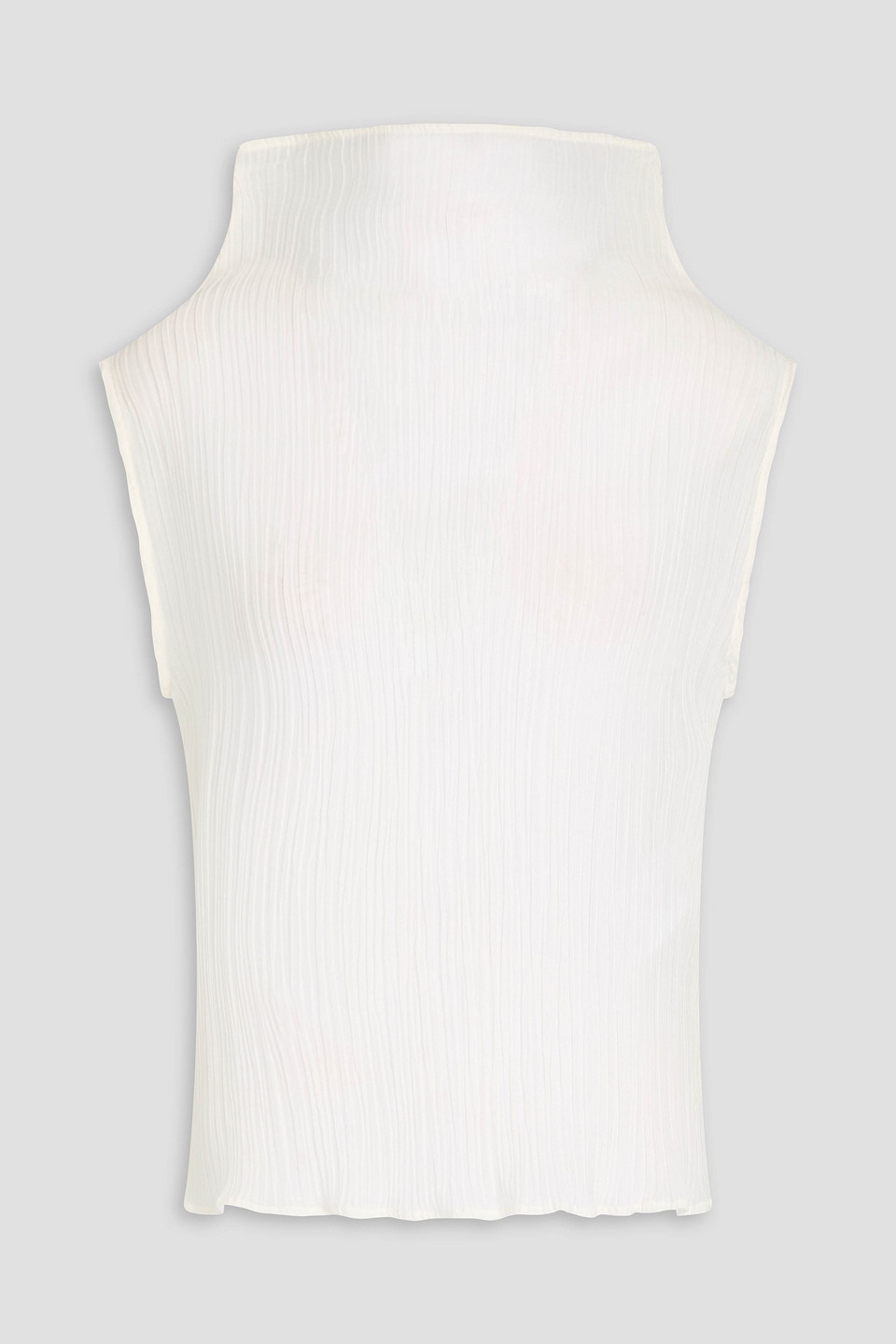 Bite Studios Parchment Plissé Cotton And Silk-blend Organza Top In Off-white