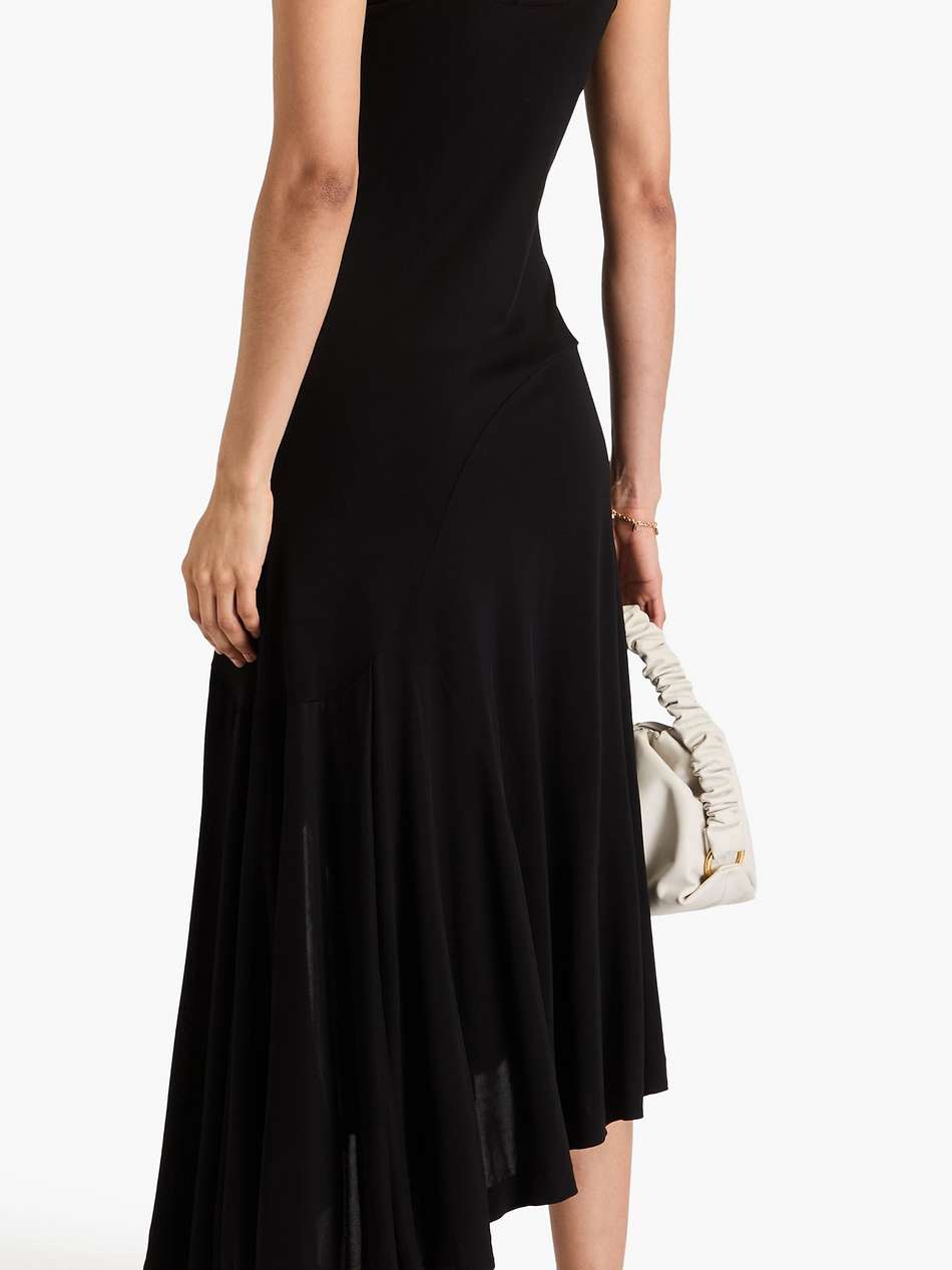contour asymmetric pleated jersey midi dress