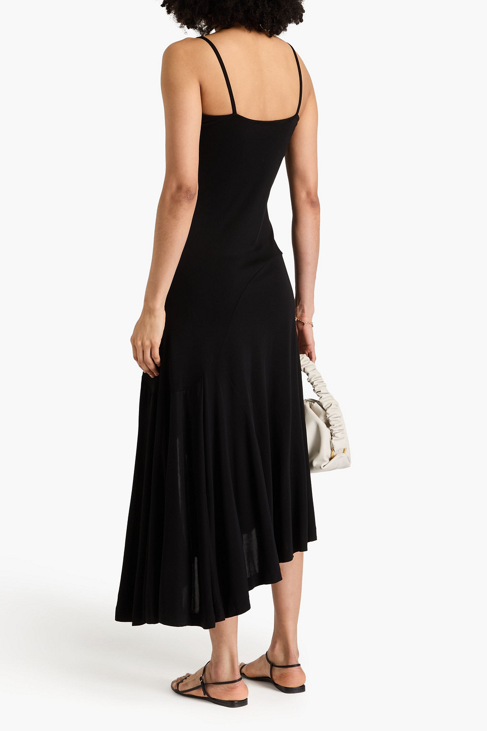 Bite Studios Contour Asymmetric Pleated Jersey Midi Dress In Black