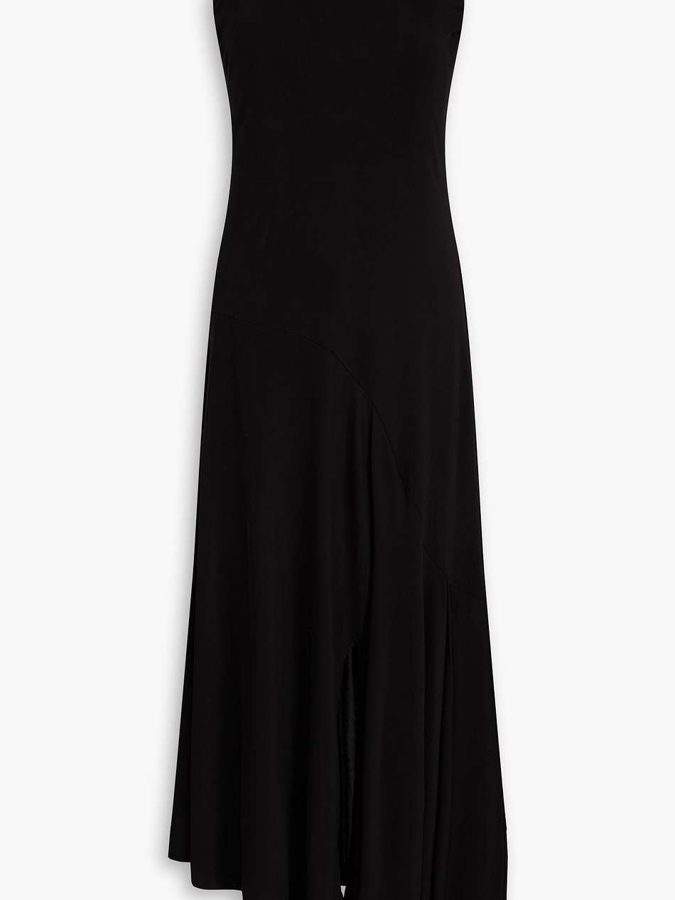 contour asymmetric pleated jersey midi dress