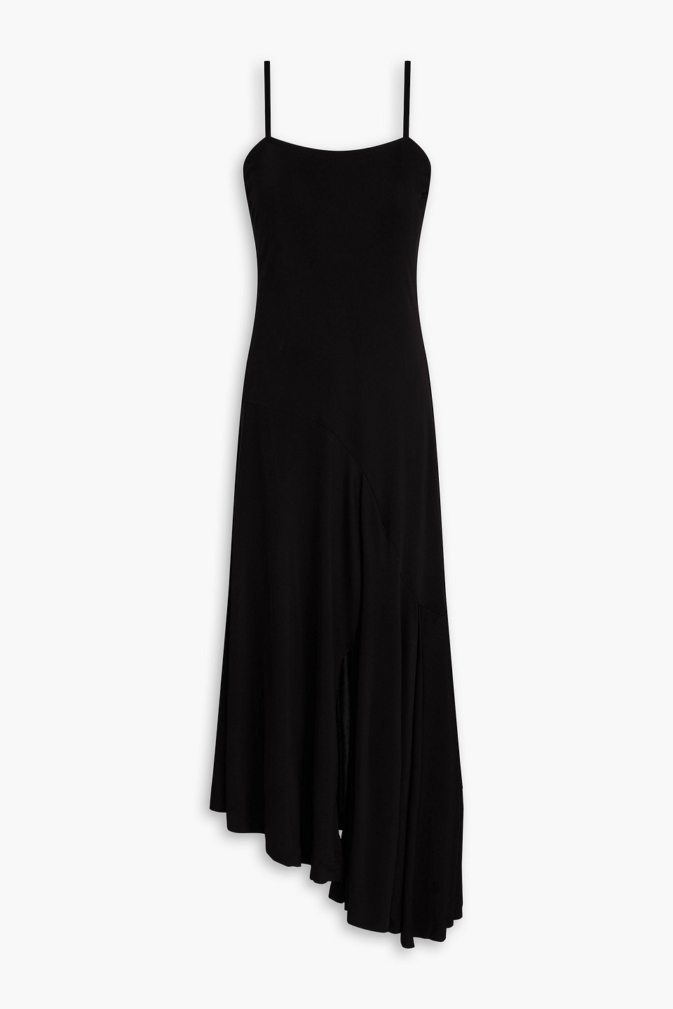 Bite Studios Contour Asymmetric Pleated Jersey Midi Dress In Black