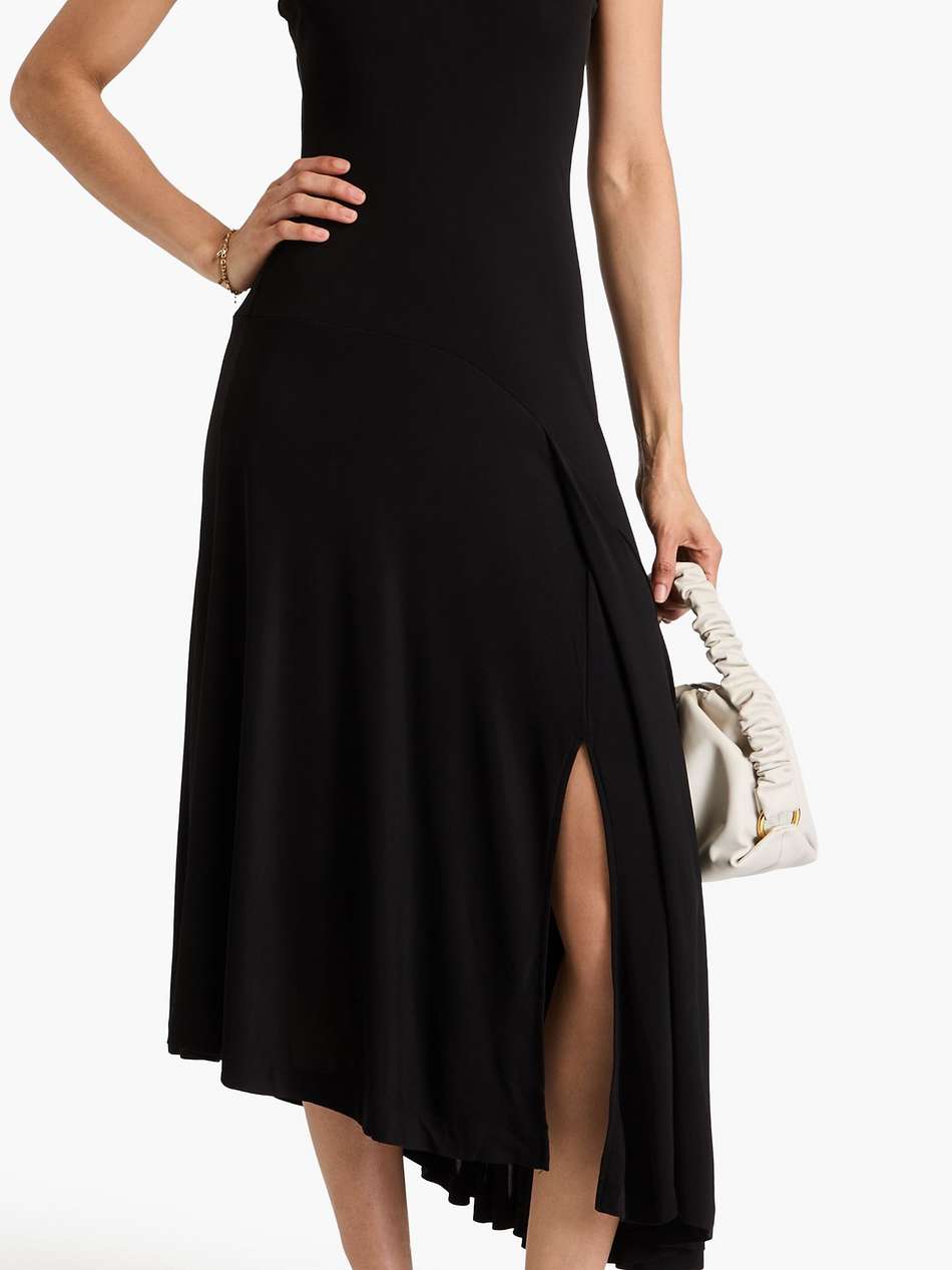 contour asymmetric pleated jersey midi dress