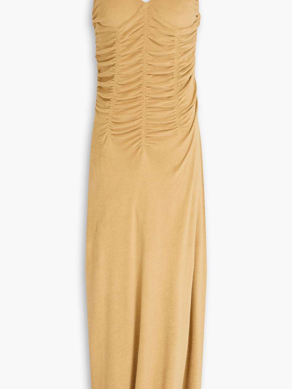 marea ruched cotton-bled terry midi dress