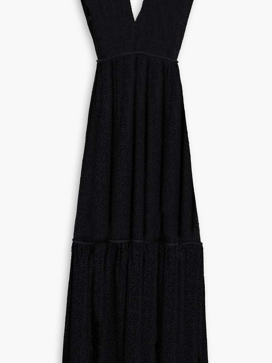 prato gathered lace maxi dress