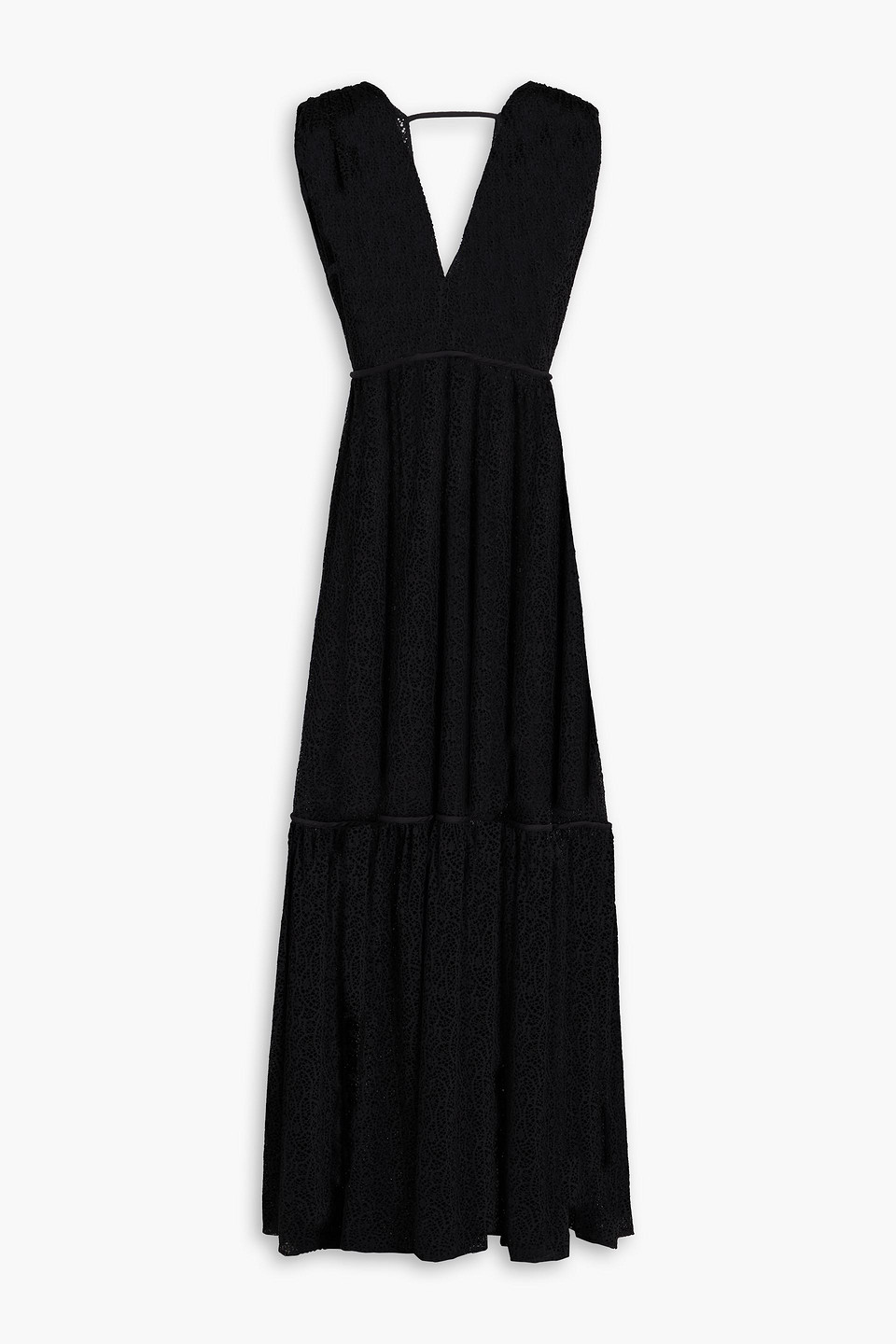 Shop Bite Studios Prato Gathered Lace Maxi Dress In Black