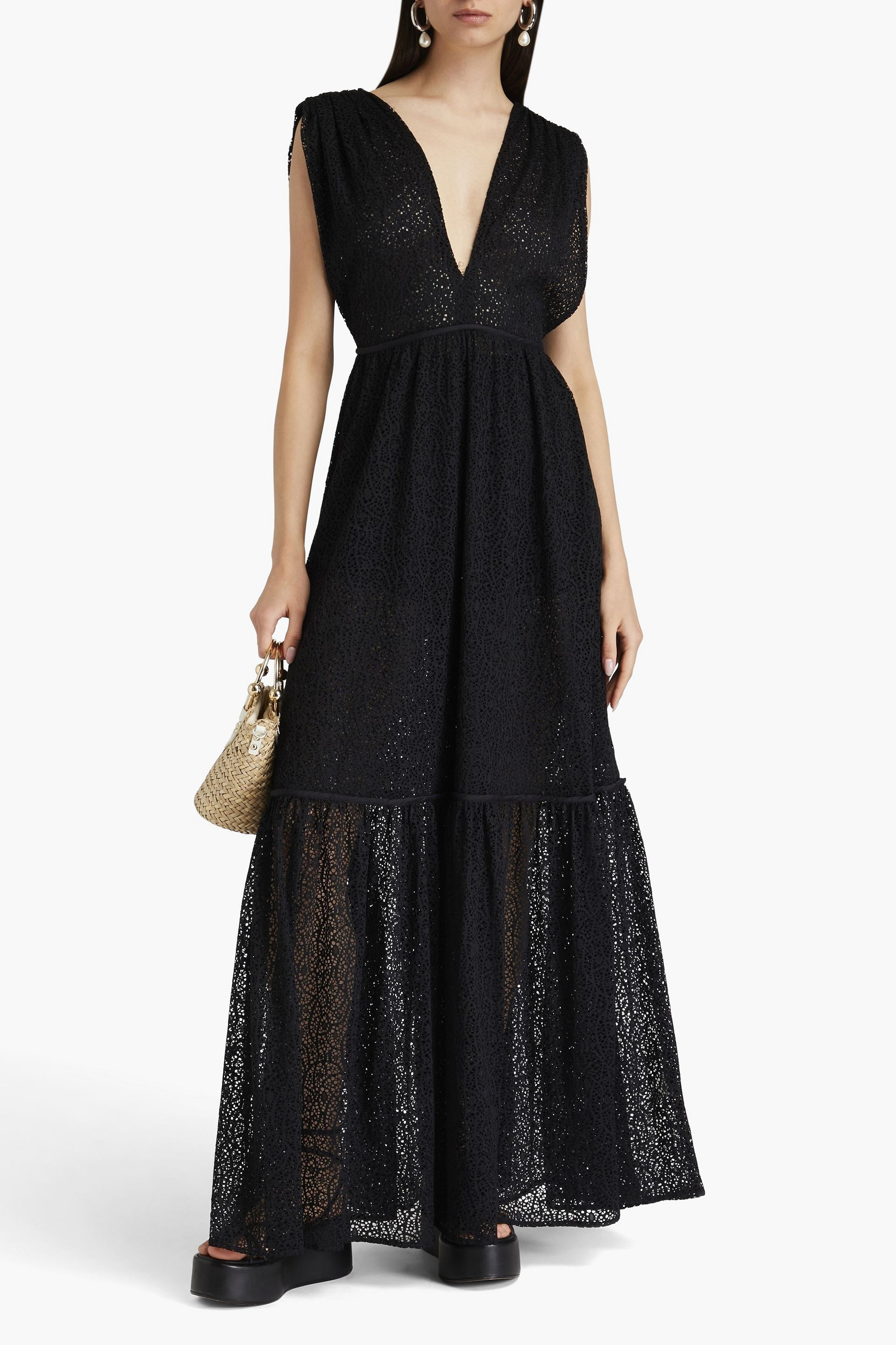 BITE STUDIOS Prato gathered lace maxi dress