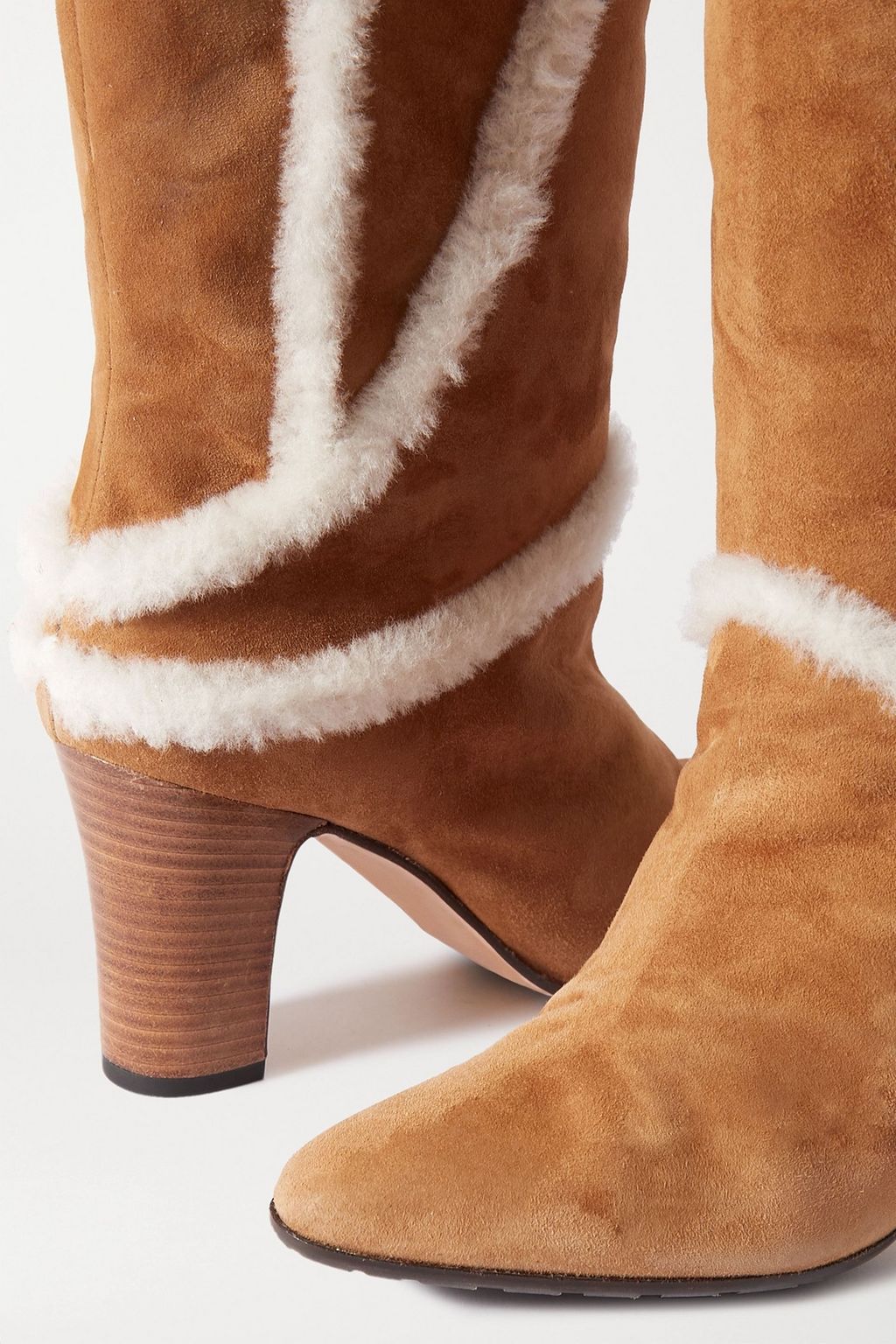 MANOLO BLAHNIK Cluntius 90 shearling-trimmed suede knee boots