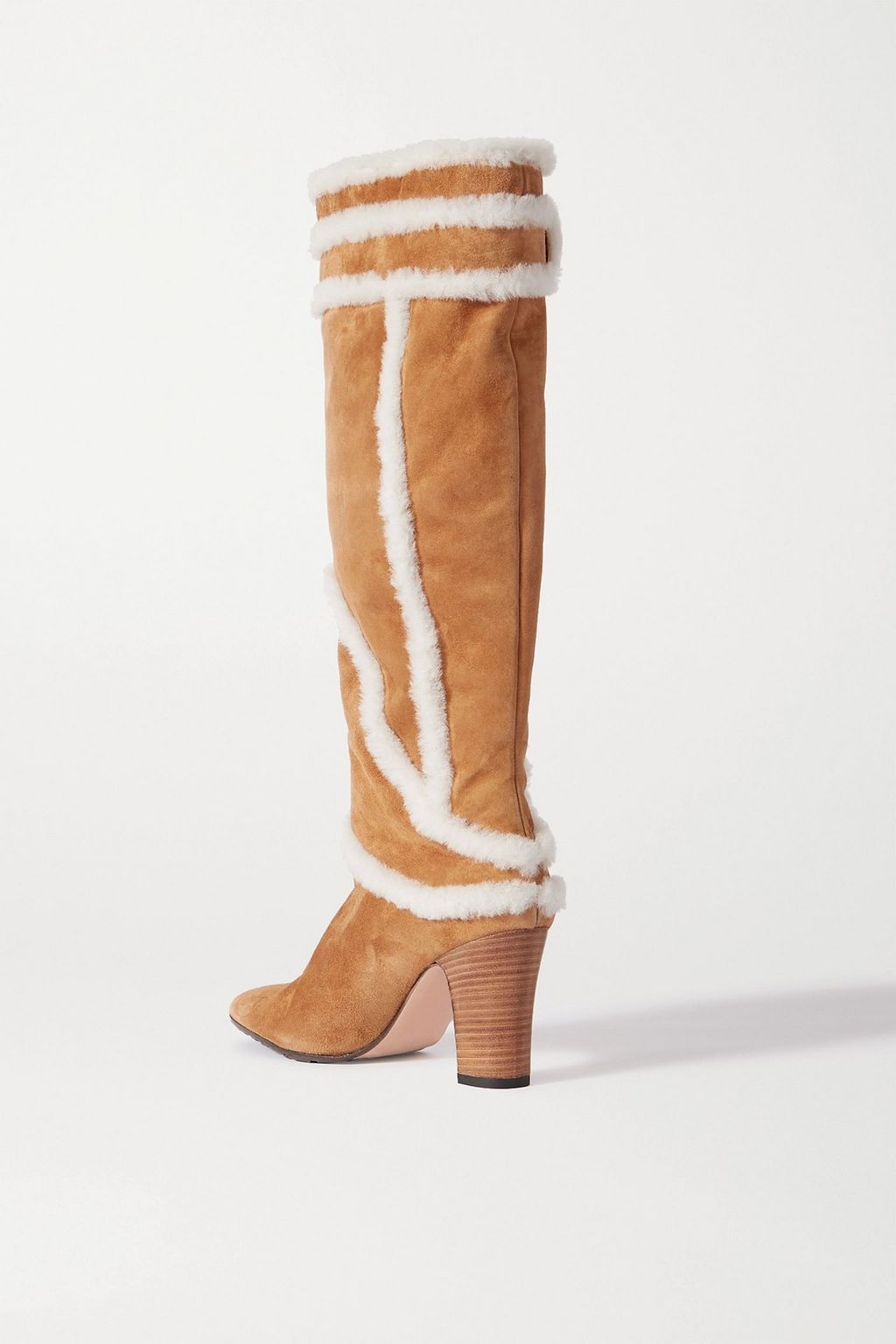 MANOLO BLAHNIK Cluntius 90 shearling-trimmed suede knee boots
