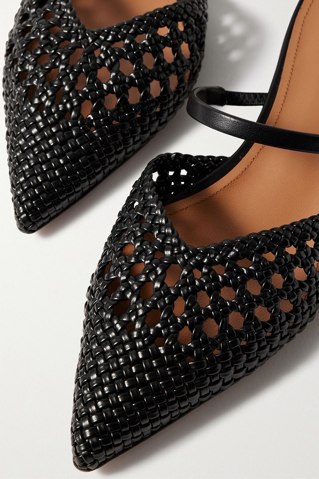 MALONE SOULIERS Marla woven leather point-toe flats