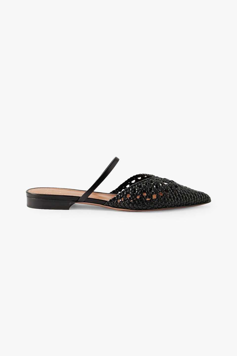 Malone Souliers Marla Woven Leather Point-toe Flats In Black