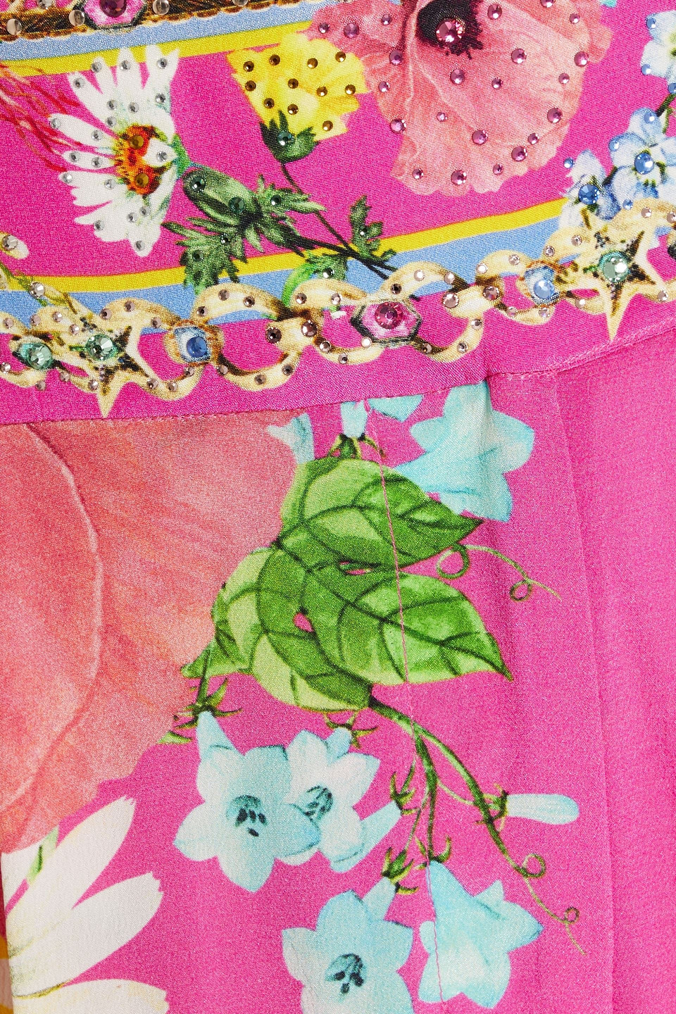 Camilla Crystal-embellished Printed Silk Crepe De Chine Wide-leg Pants In Pink