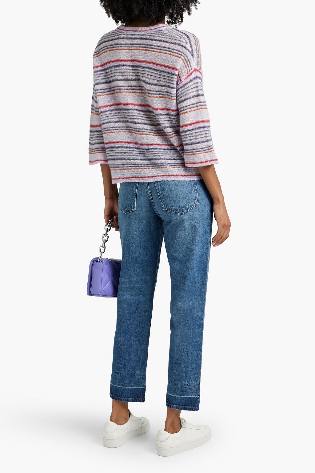 AUTUMN CASHMERE Striped cashmere and silk-blend sweater