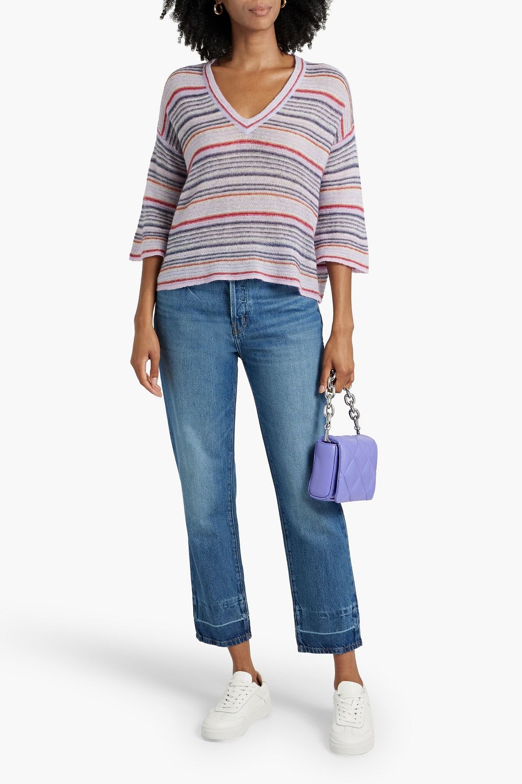 AUTUMN CASHMERE Striped cashmere and silk-blend sweater