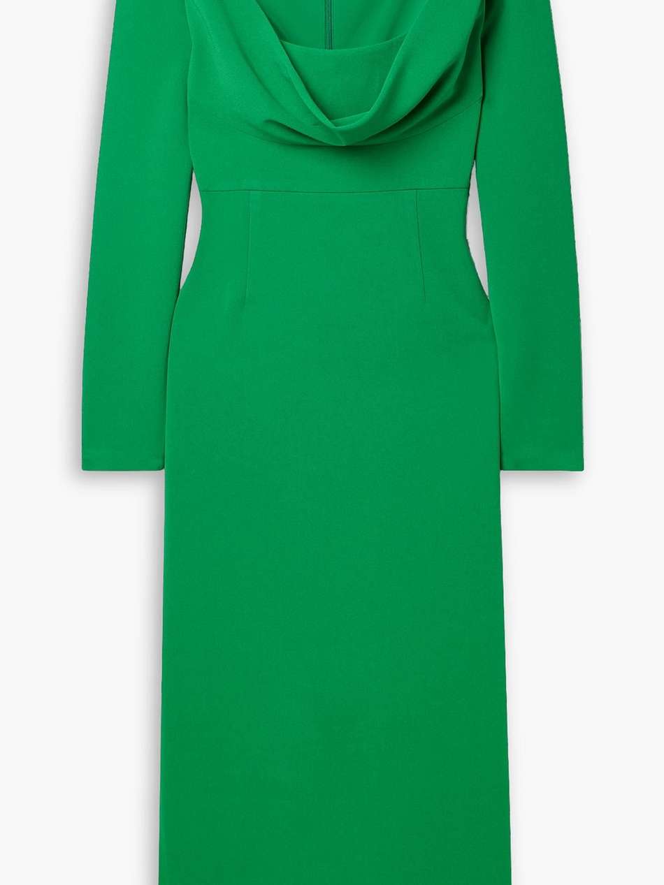 draped stretch-cady midi dress