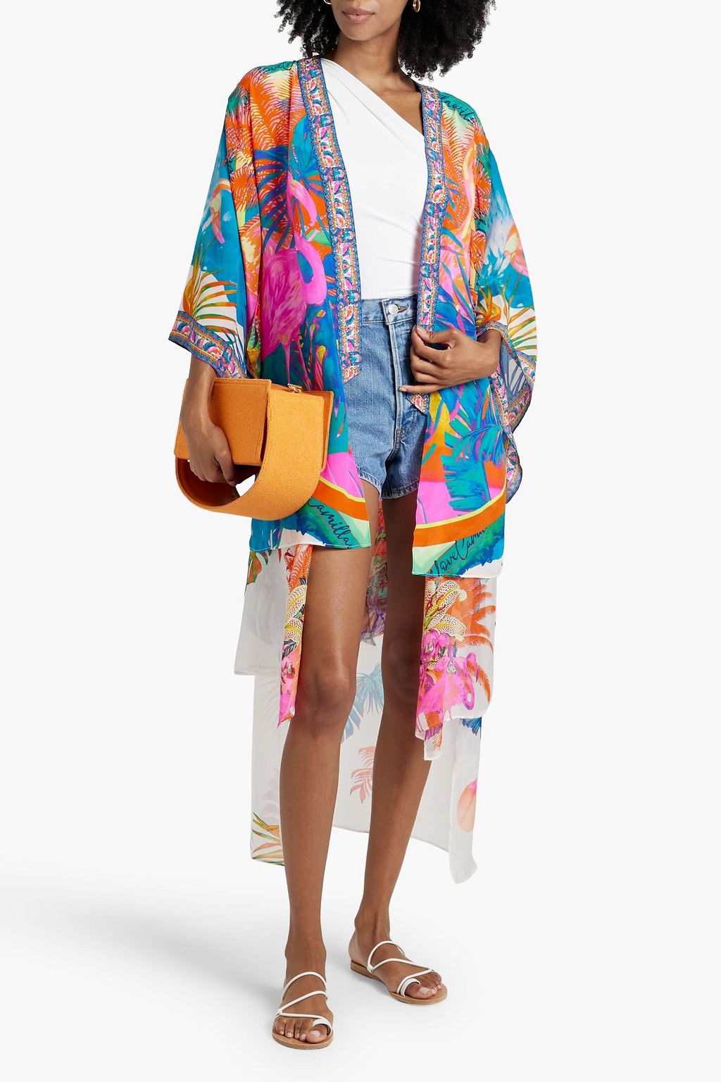 CAMILLA Crystal-embellished silk crepe de chine kimono