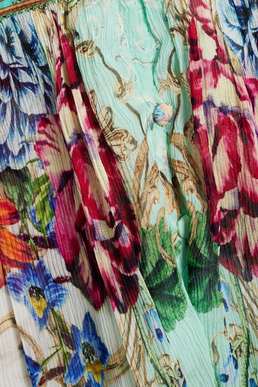 CAMILLA Crystal-embellished printed silk-georgette maxi skirt