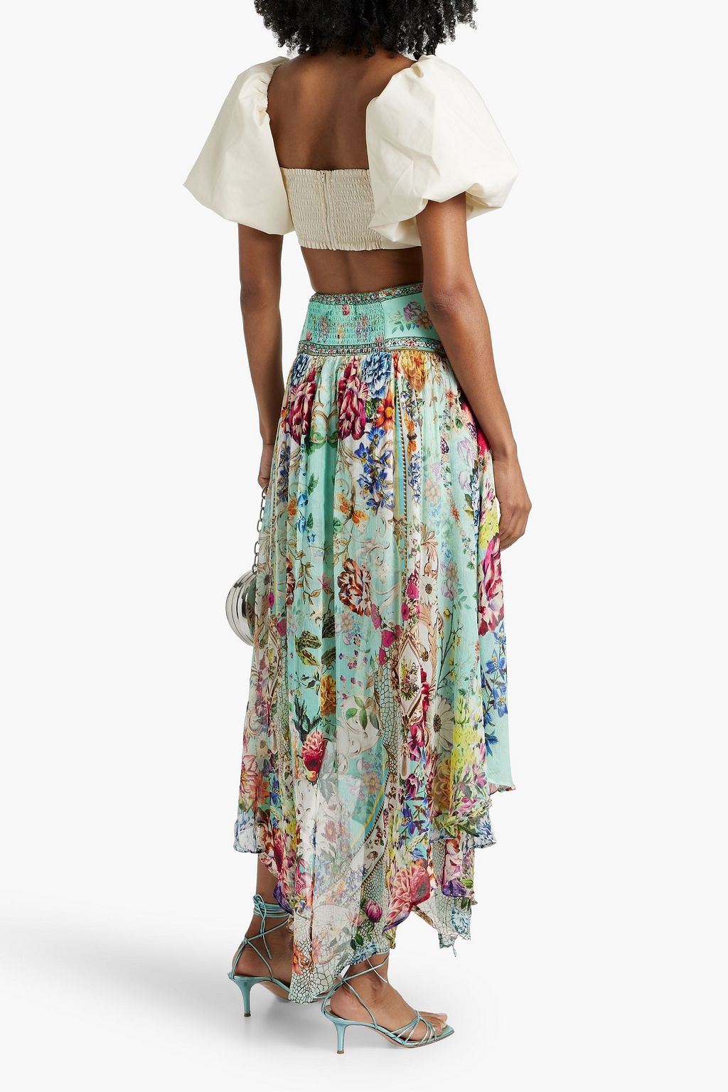 CAMILLA Crystal-embellished printed silk-georgette maxi skirt
