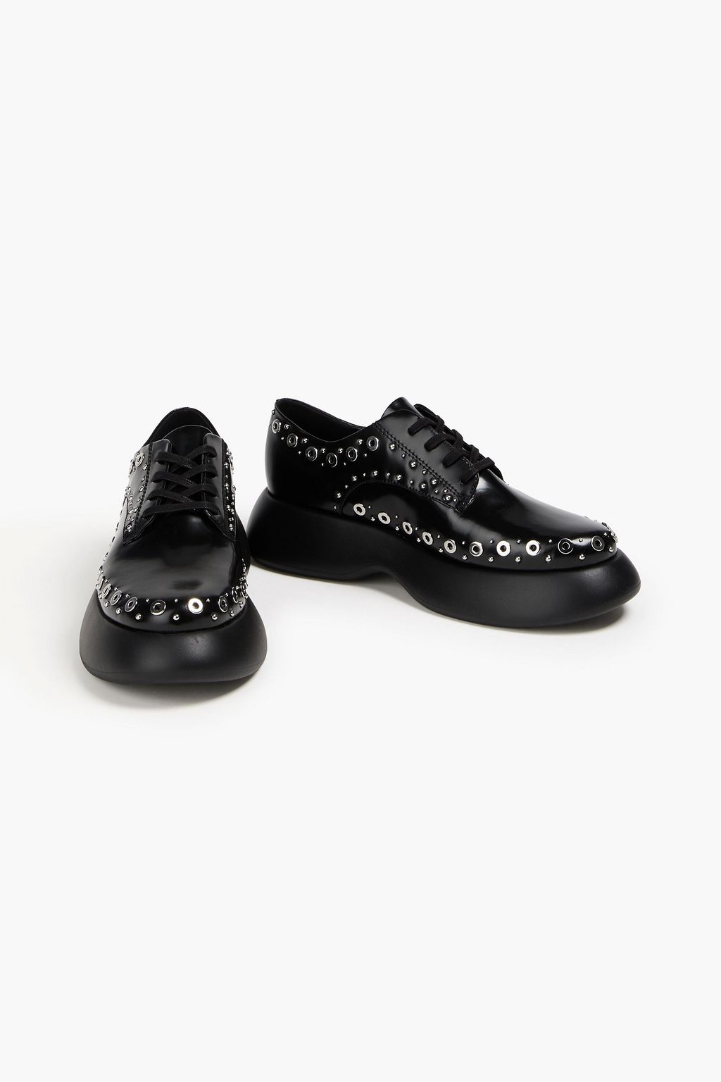 3.1 PHILLIP LIM حذاء بروغ "ميرسير" ذو نعل سميك مصنوع من الجلد ومزين بحلقات معدنية