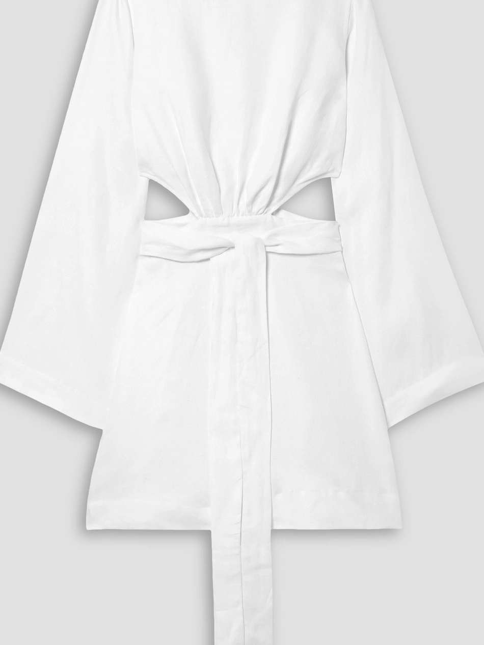 rinca belted cutout linen mini dress