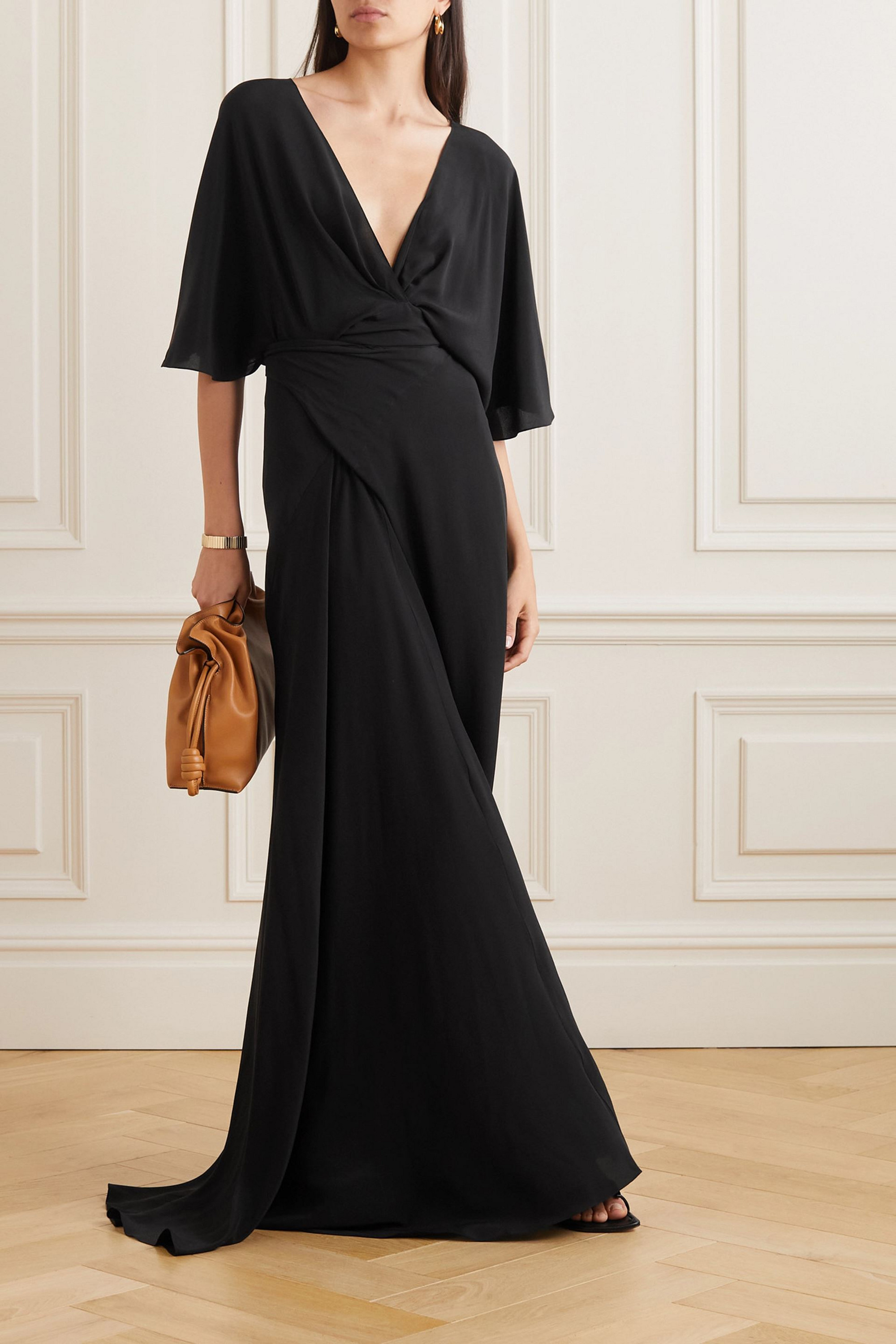 Cortana Martina draped silk maxi dress