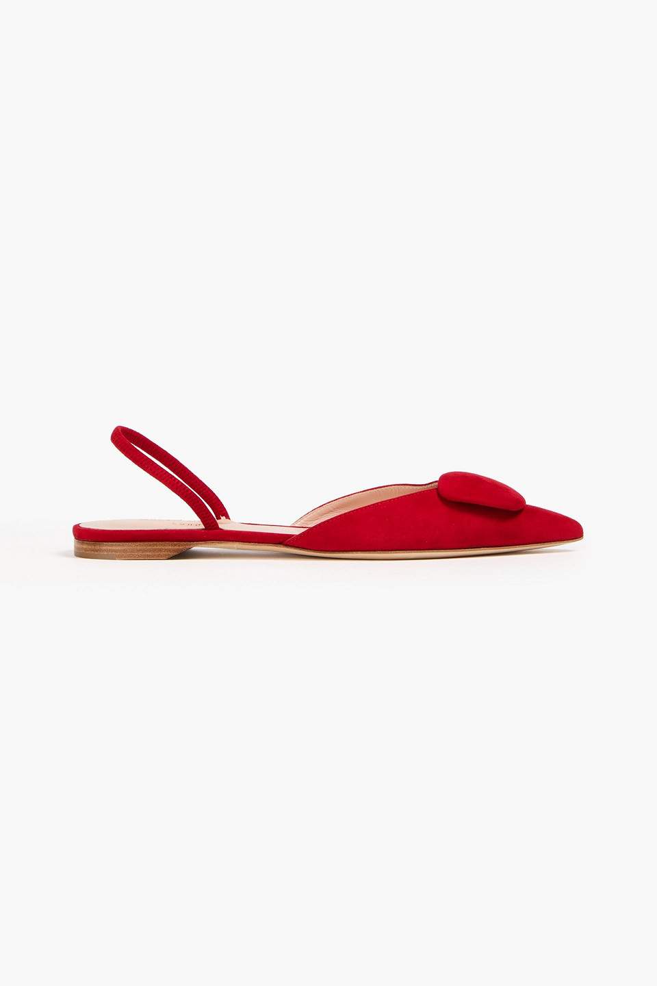 Rupert Sanderson Sabine Embellished Suede Slingback Point Toe Flats In Red
