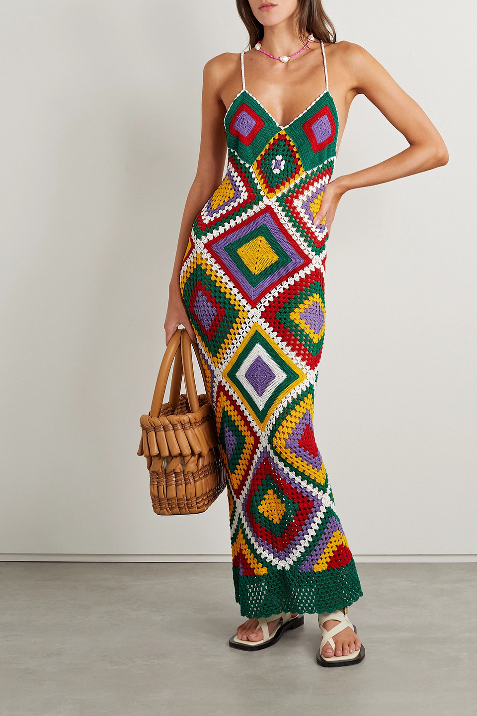 Alix Pinho Esmeralda Crocheted Cotton Maxi Dress In Emerald