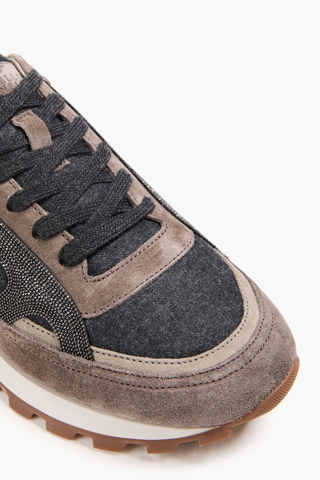 BRUNELLO CUCINELLI Bead-embellished suede sneakers